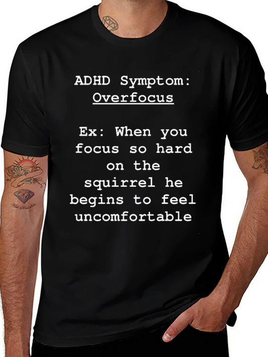 Camiseta Negra con Humor ADHD: Síntoma de Hiperfoco
