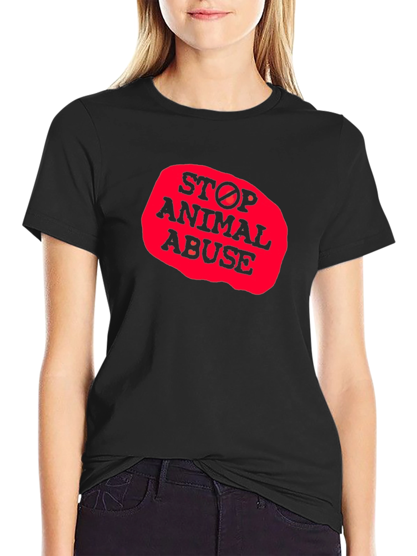 Camiseta Negra - Stop Animal Abuse