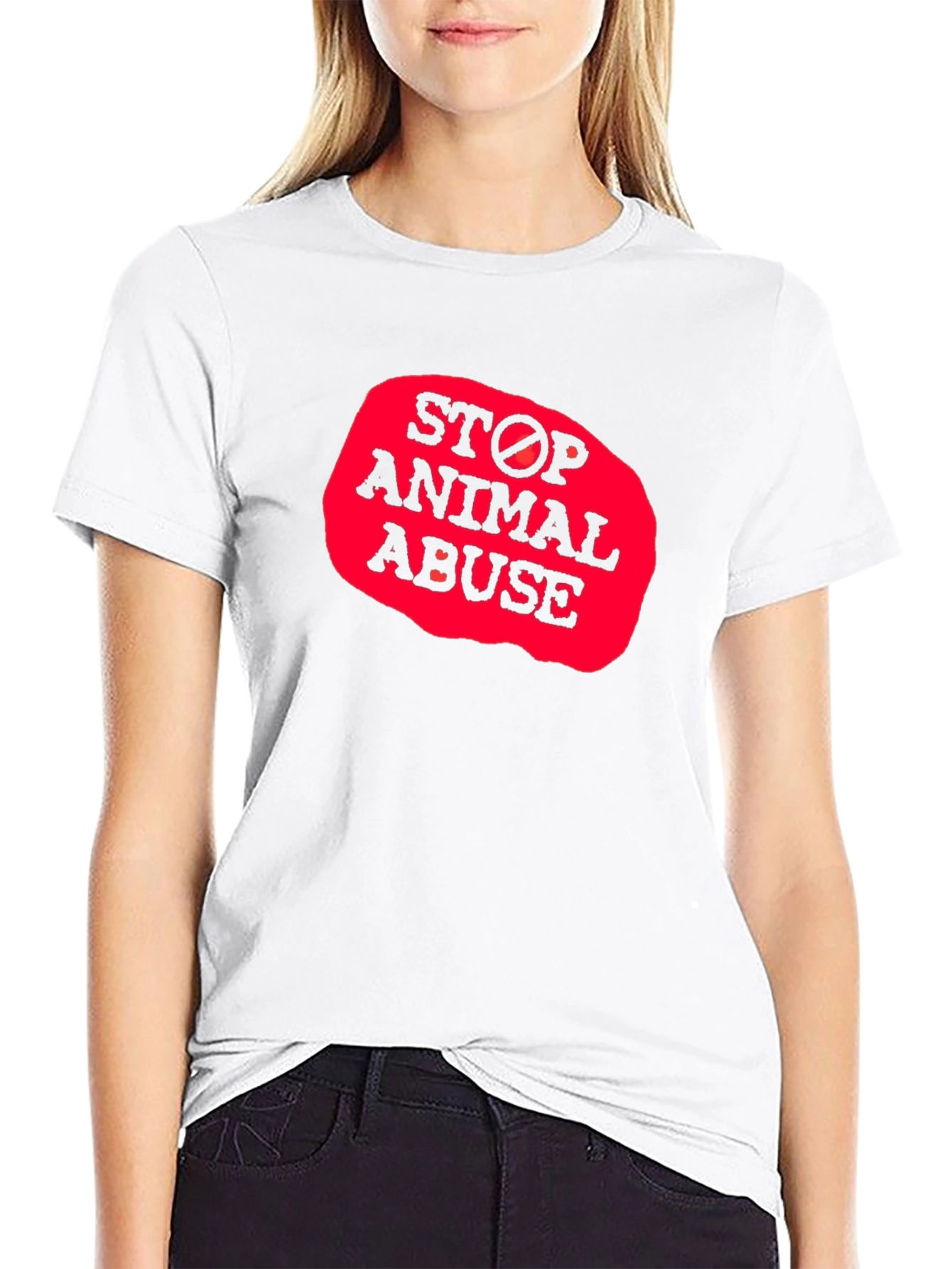 Camiseta Negra - Stop Animal Abuse