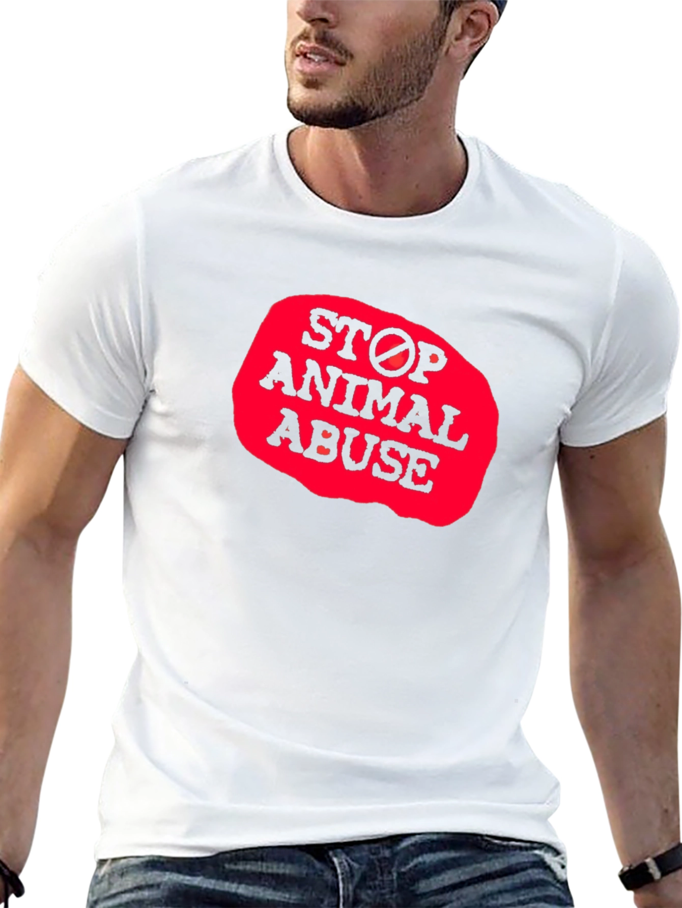 Camiseta Negra - Stop Animal Abuse