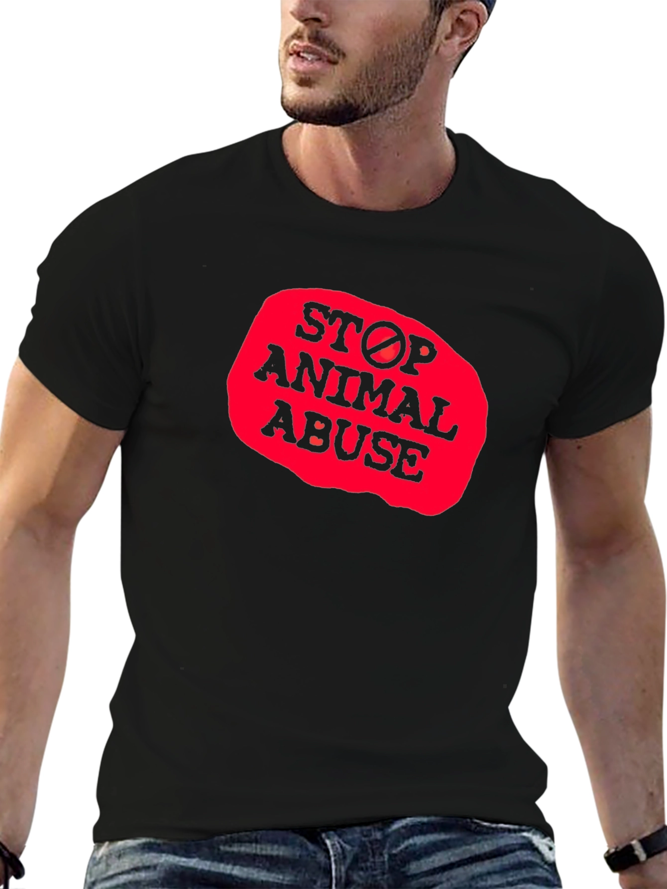 Camiseta Negra - Stop Animal Abuse