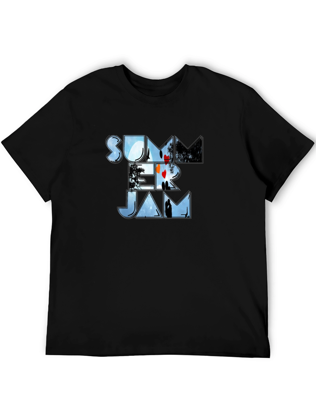Camiseta Negra Summer Jam Estampada Unisex