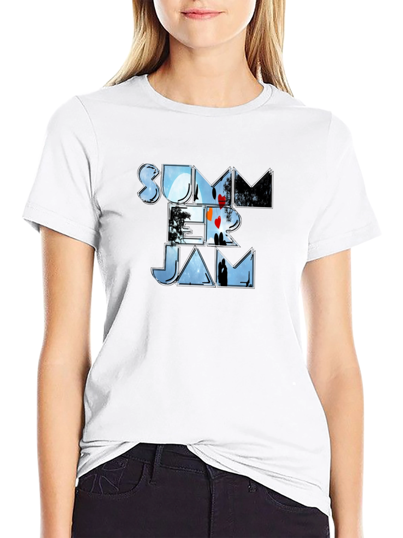 Camiseta Negra Summer Jam Estampada Unisex