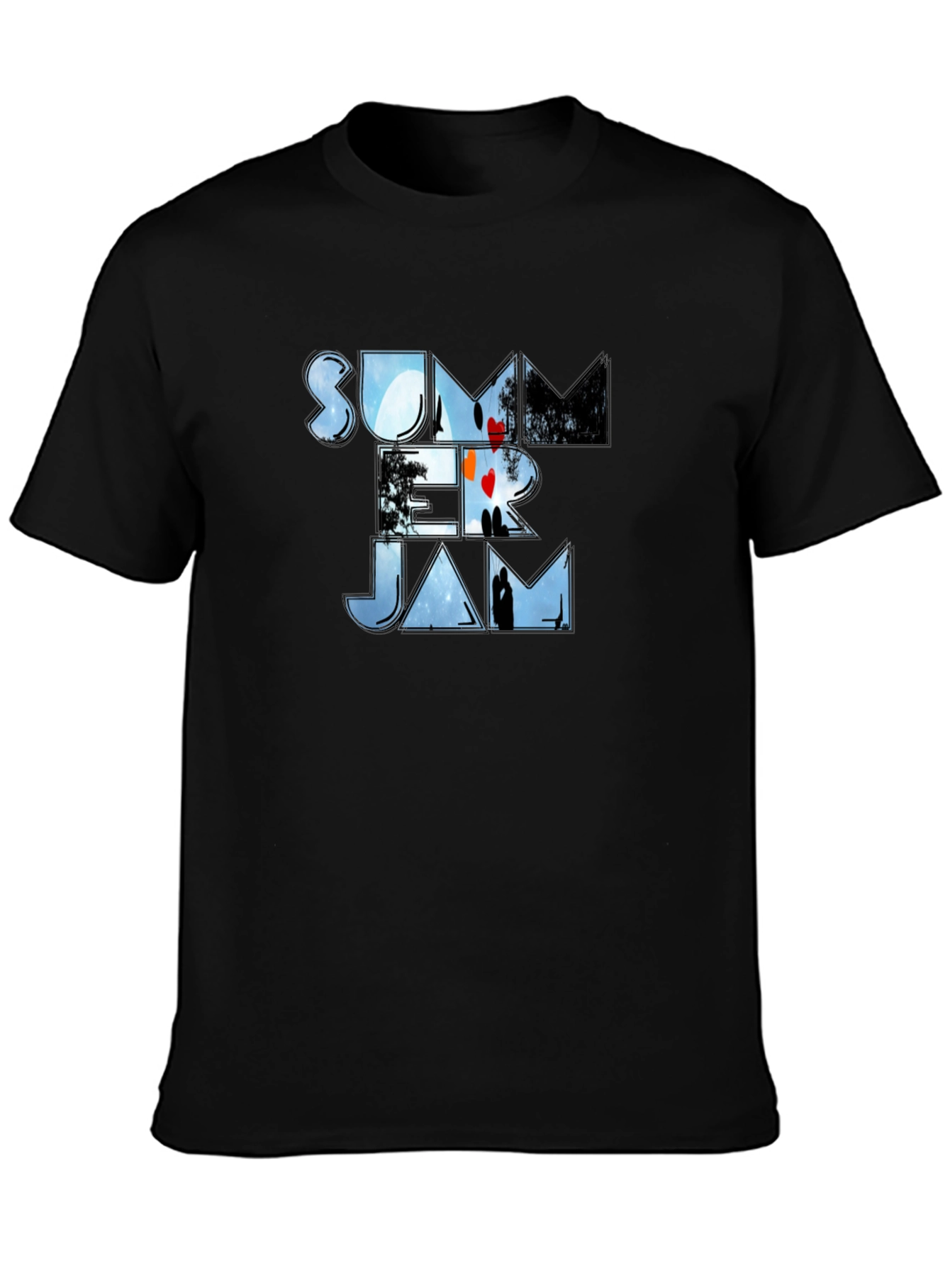 Camiseta Negra Summer Jam Estampada Unisex
