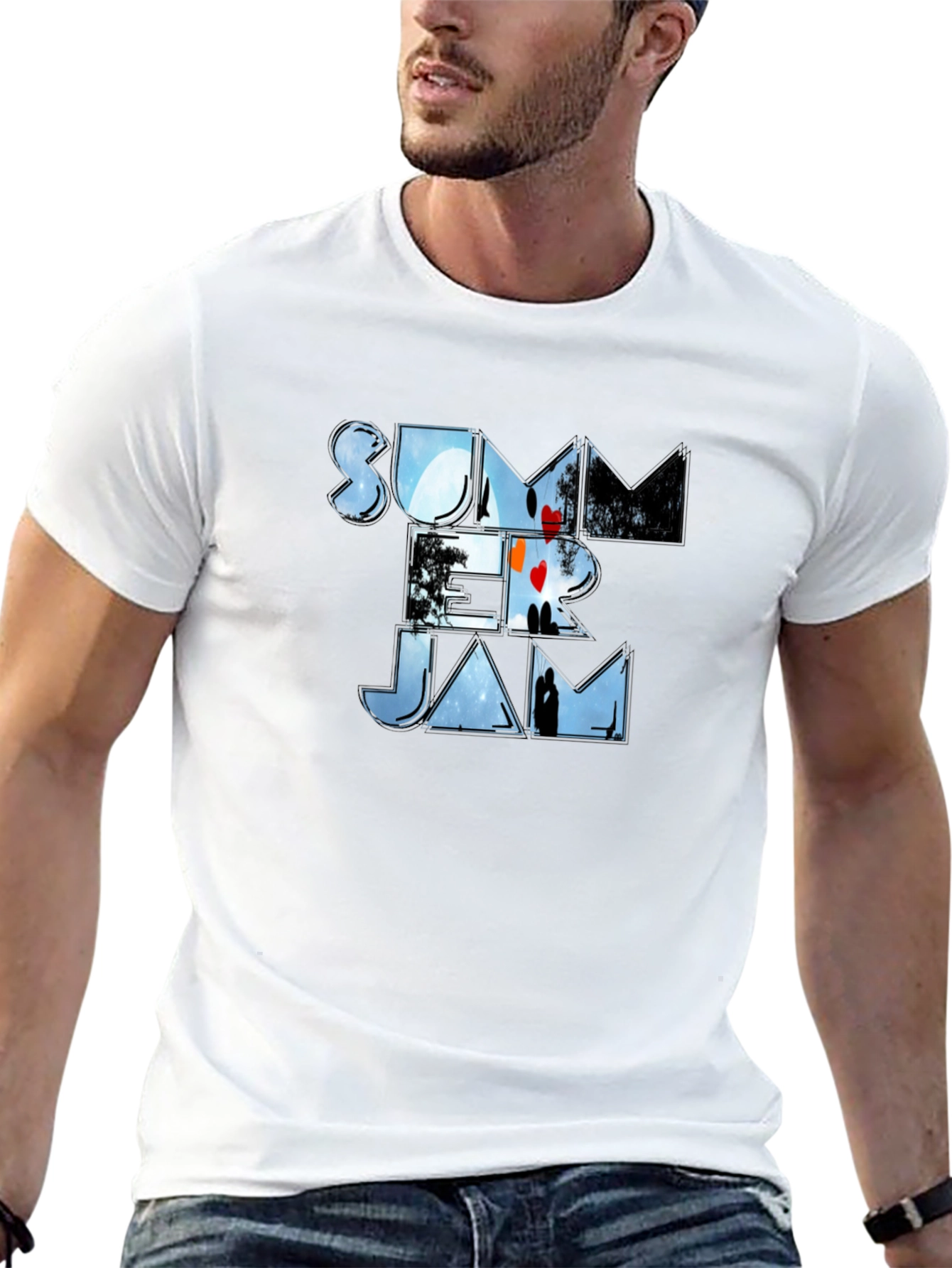 Camiseta Negra Summer Jam Estampada Unisex