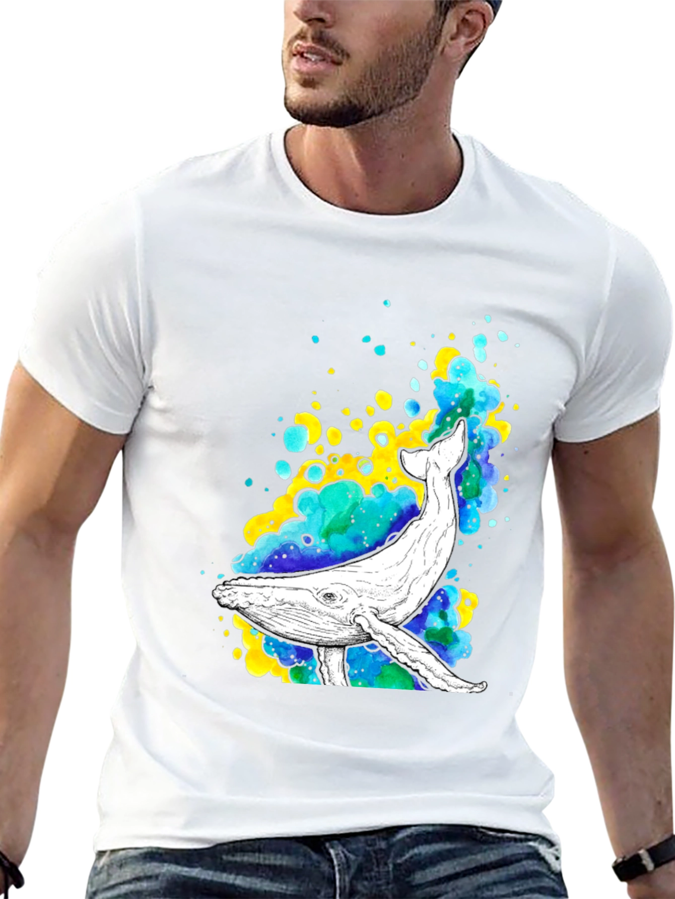 Camiseta Negra con Diseño de Ballena Acuática