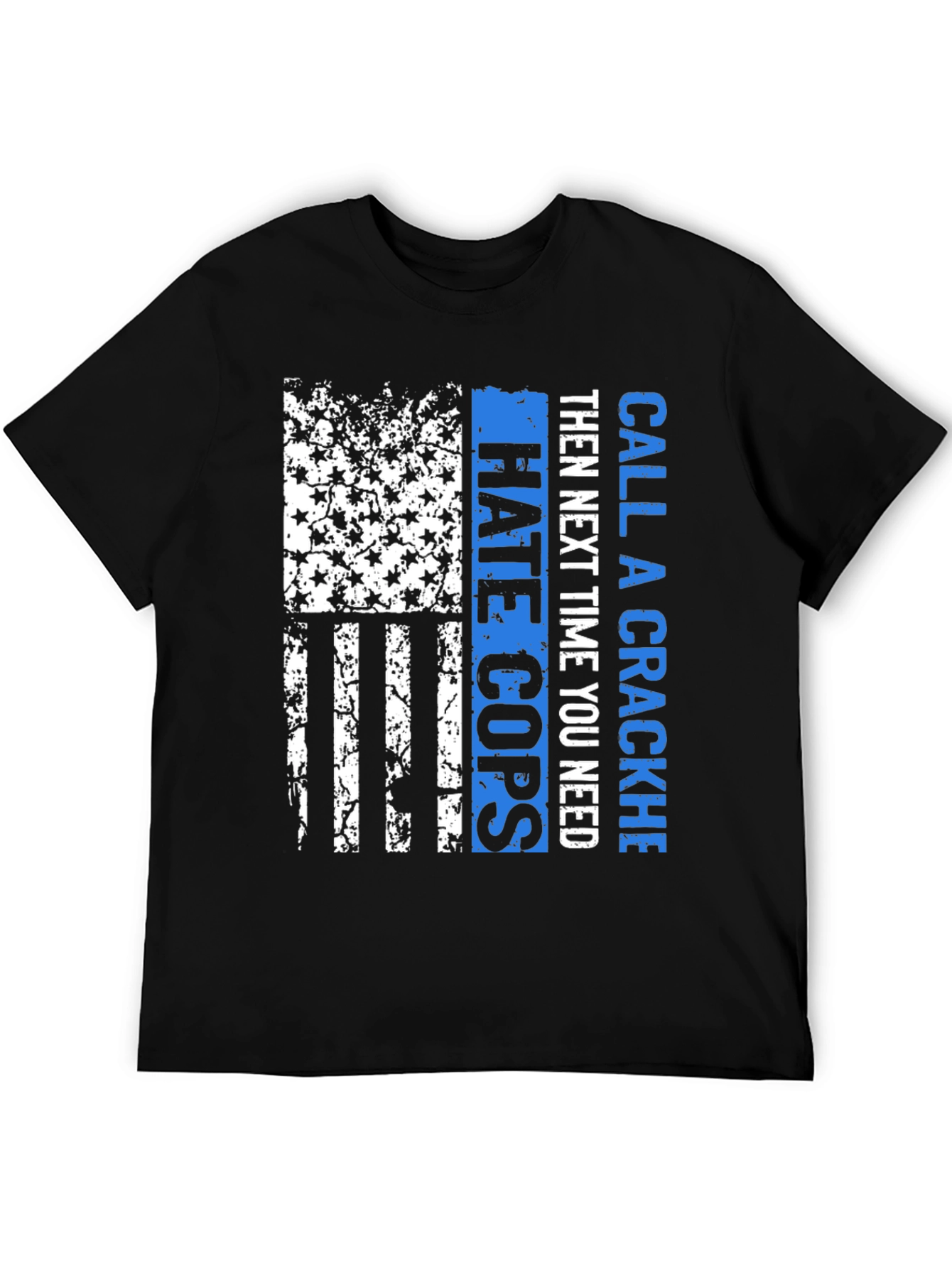 Camiseta Negra con Diseño Bandera Americana Policial