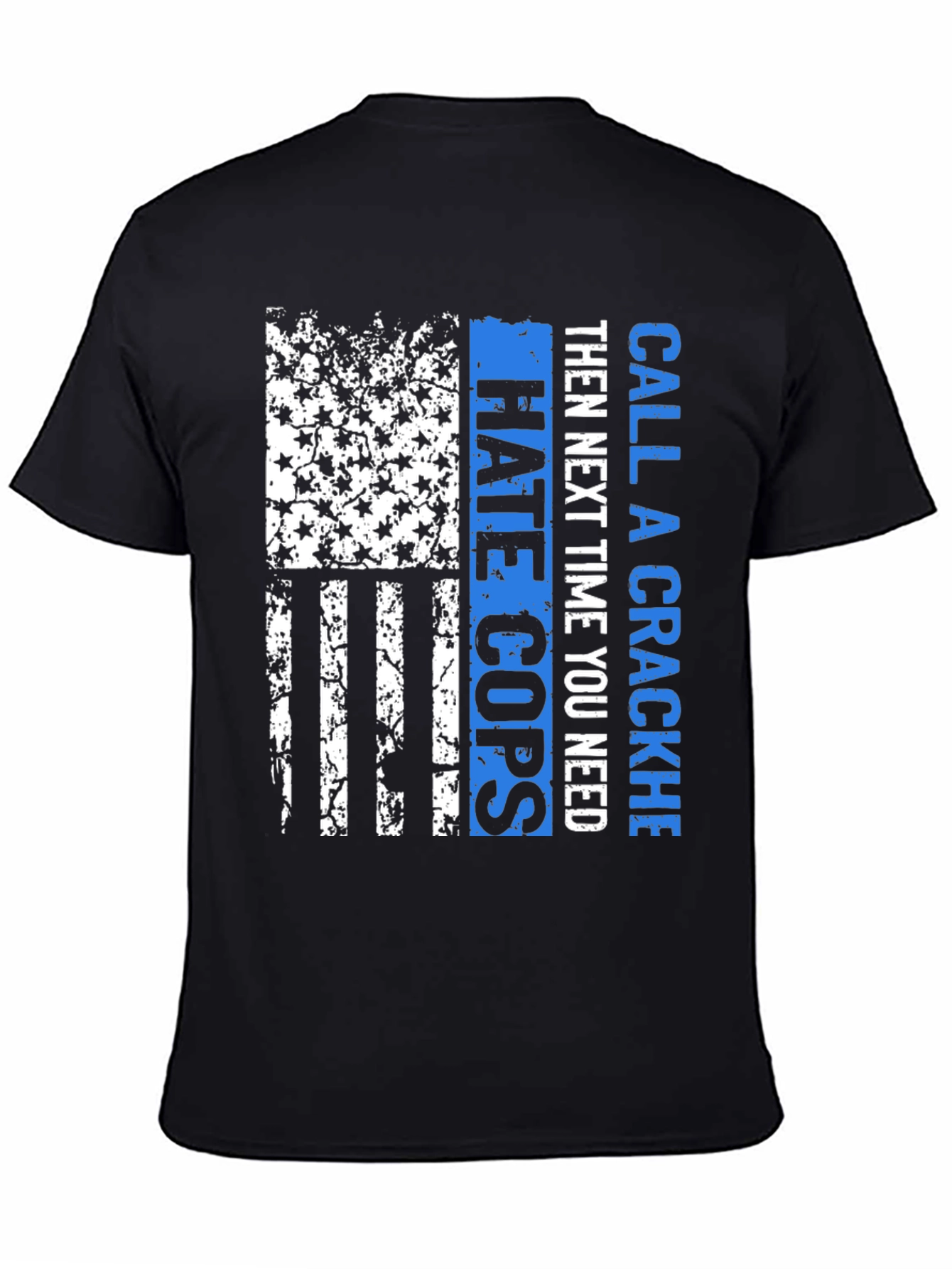 Camiseta Negra con Diseño Bandera Americana Policial