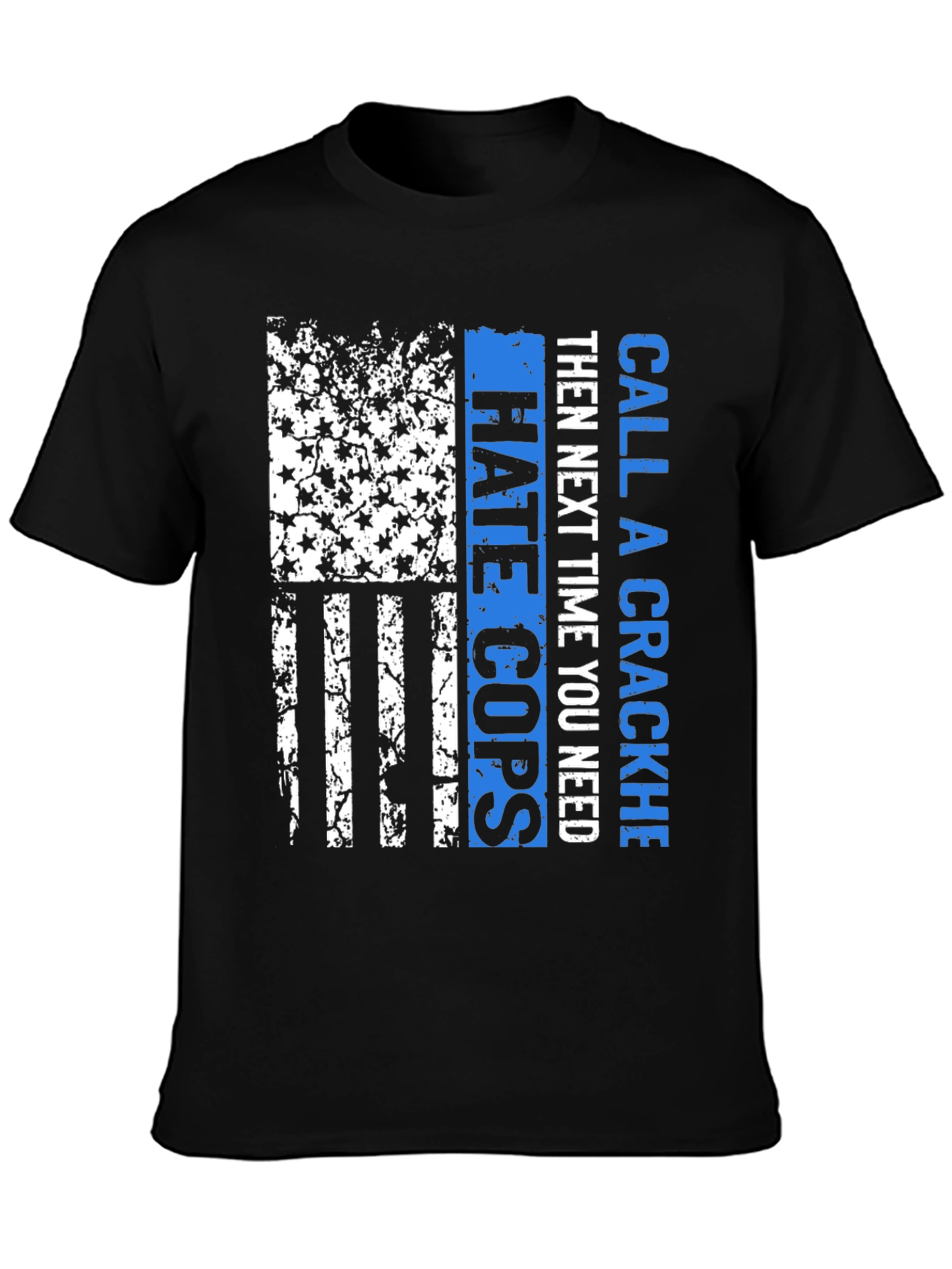 Camiseta Negra con Diseño Bandera Americana Policial