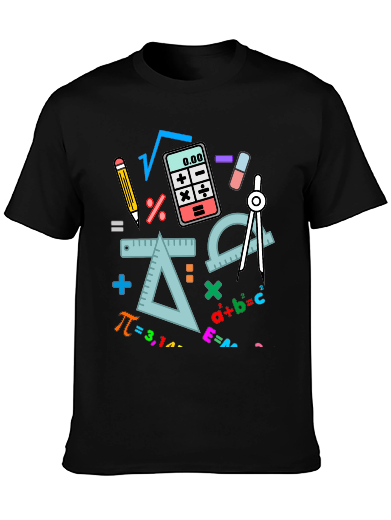 Camiseta Negra con Diseño de Matemáticas
