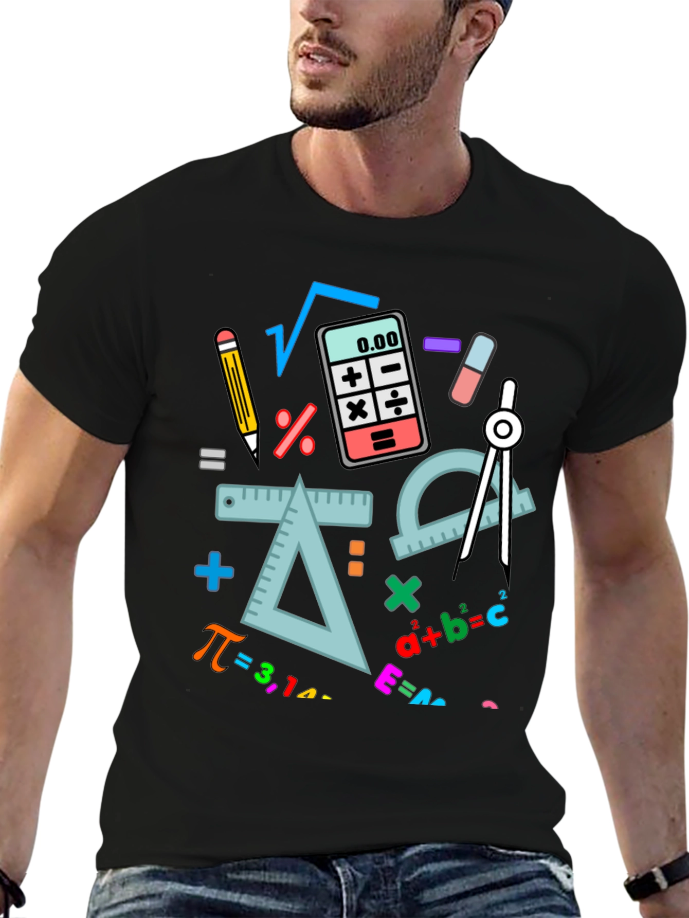 Camiseta Negra con Diseño de Matemáticas