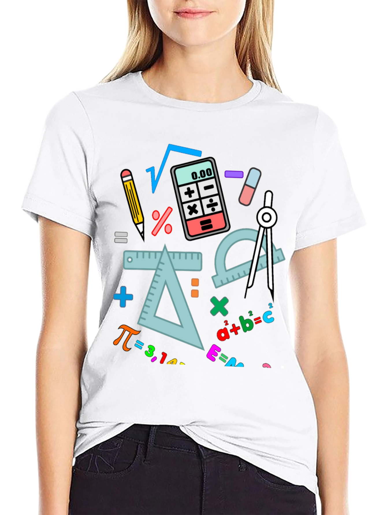 Camiseta Negra con Diseño de Matemáticas