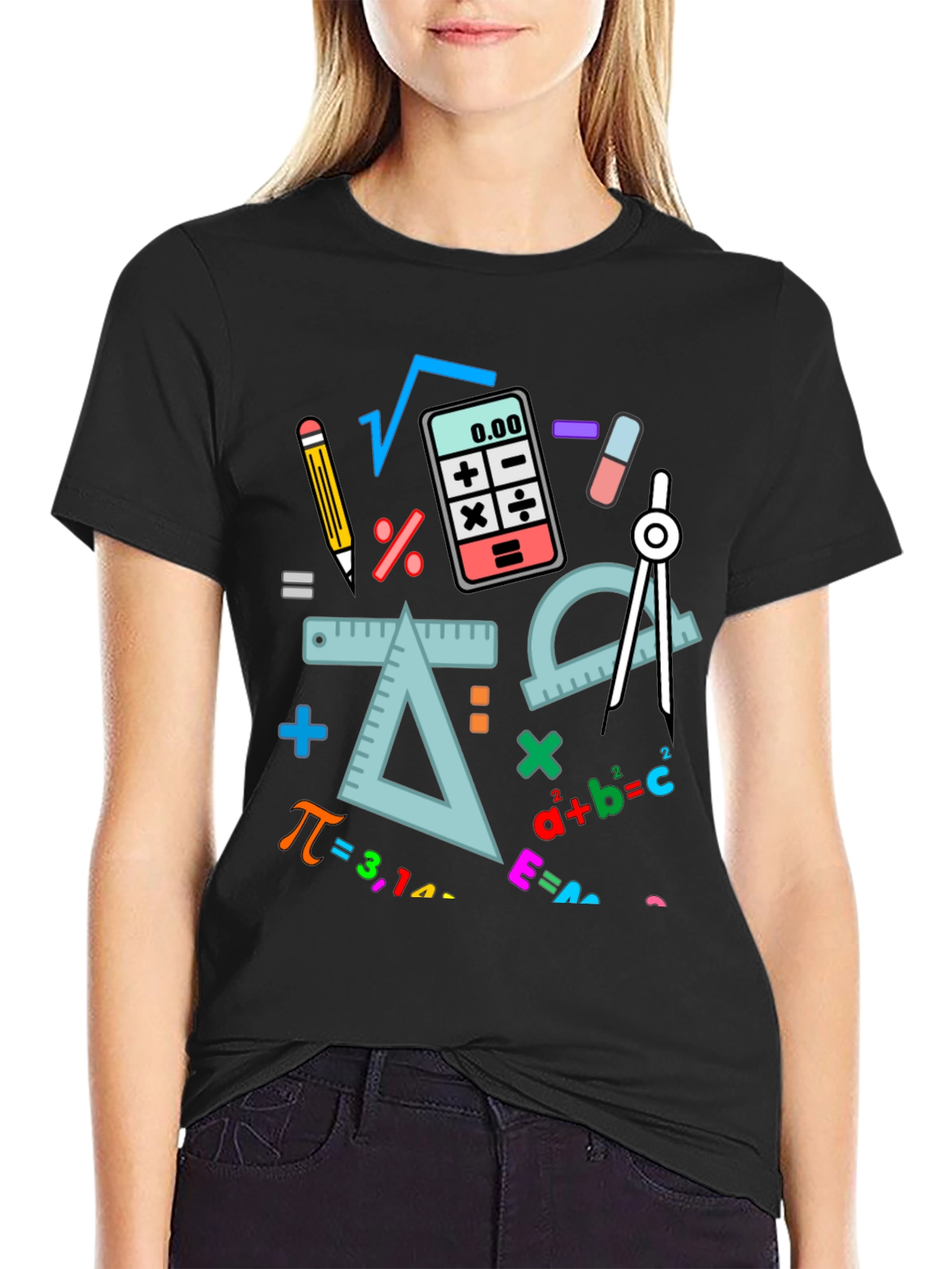 Camiseta Negra con Diseño de Matemáticas