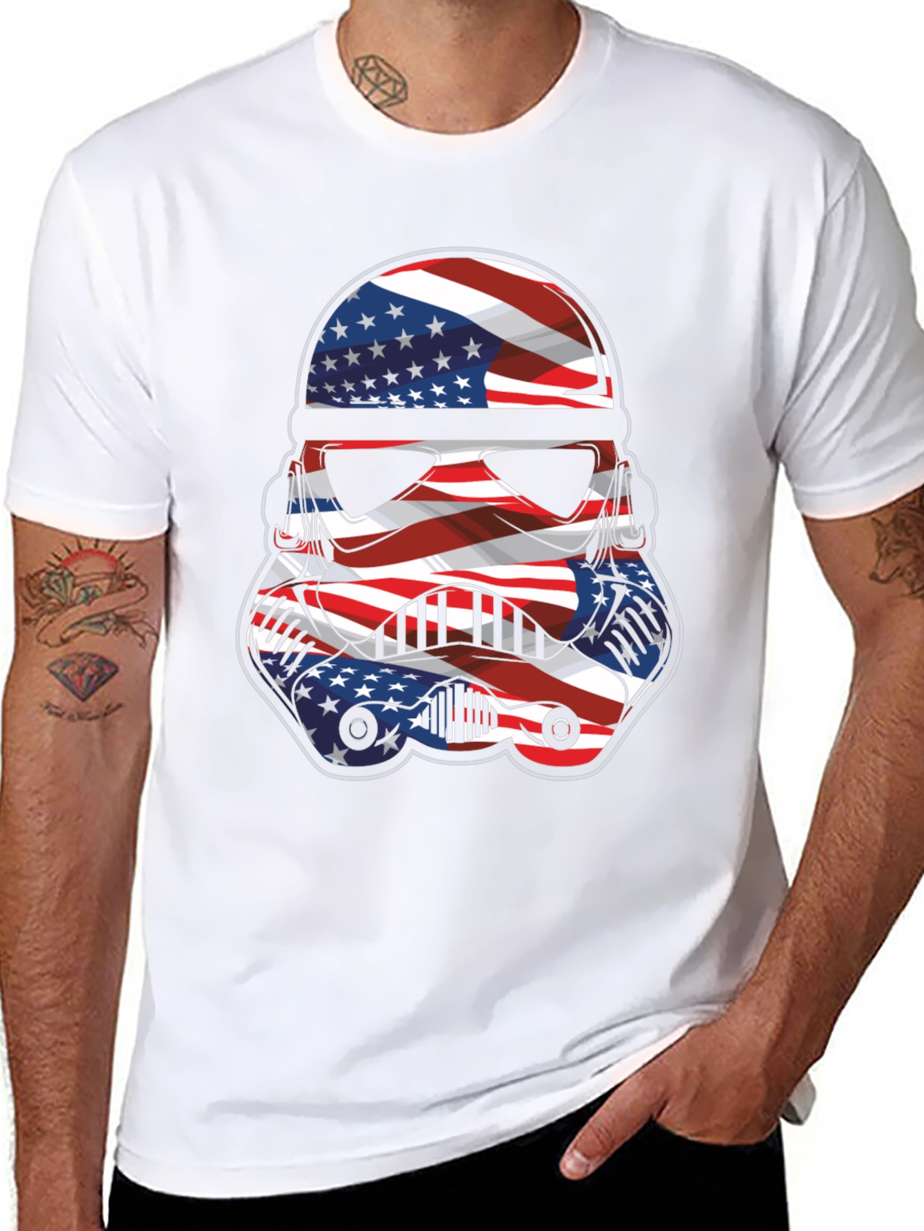 Camiseta Hombre Diseño Stormtrooper Patriótico