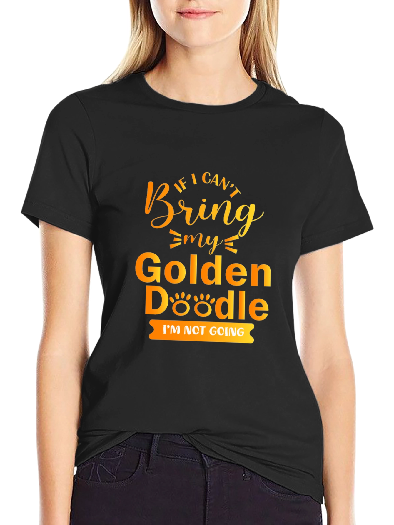Camiseta Negra Golden Doodle: Si No Viene Yo Tampoco