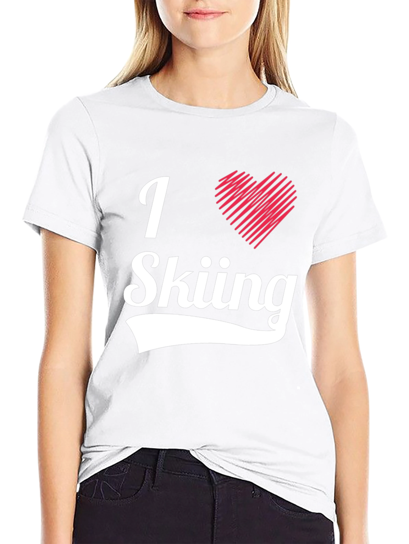Camiseta Negra I Love Skiing para Hombre