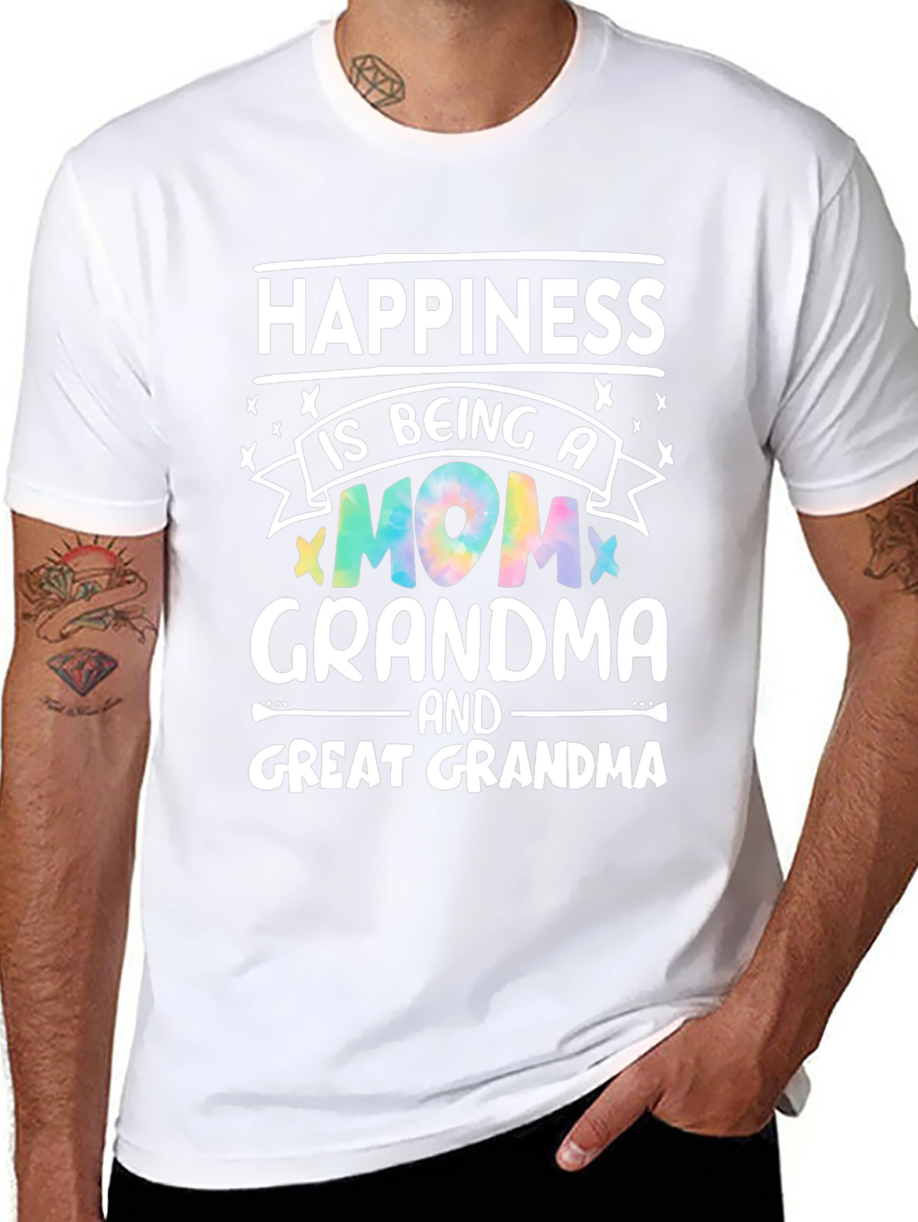 Camiseta Negra Happiness is Being a Mom Grandma