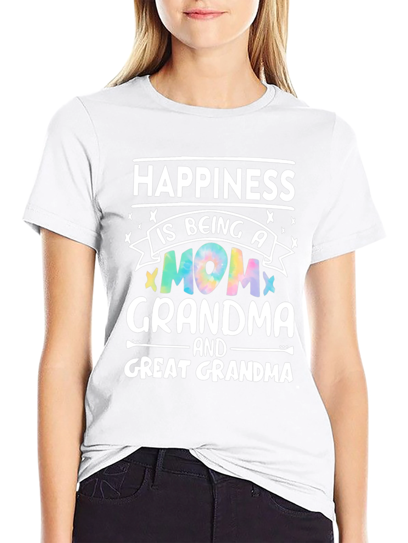 Camiseta Negra Happiness is Being a Mom Grandma