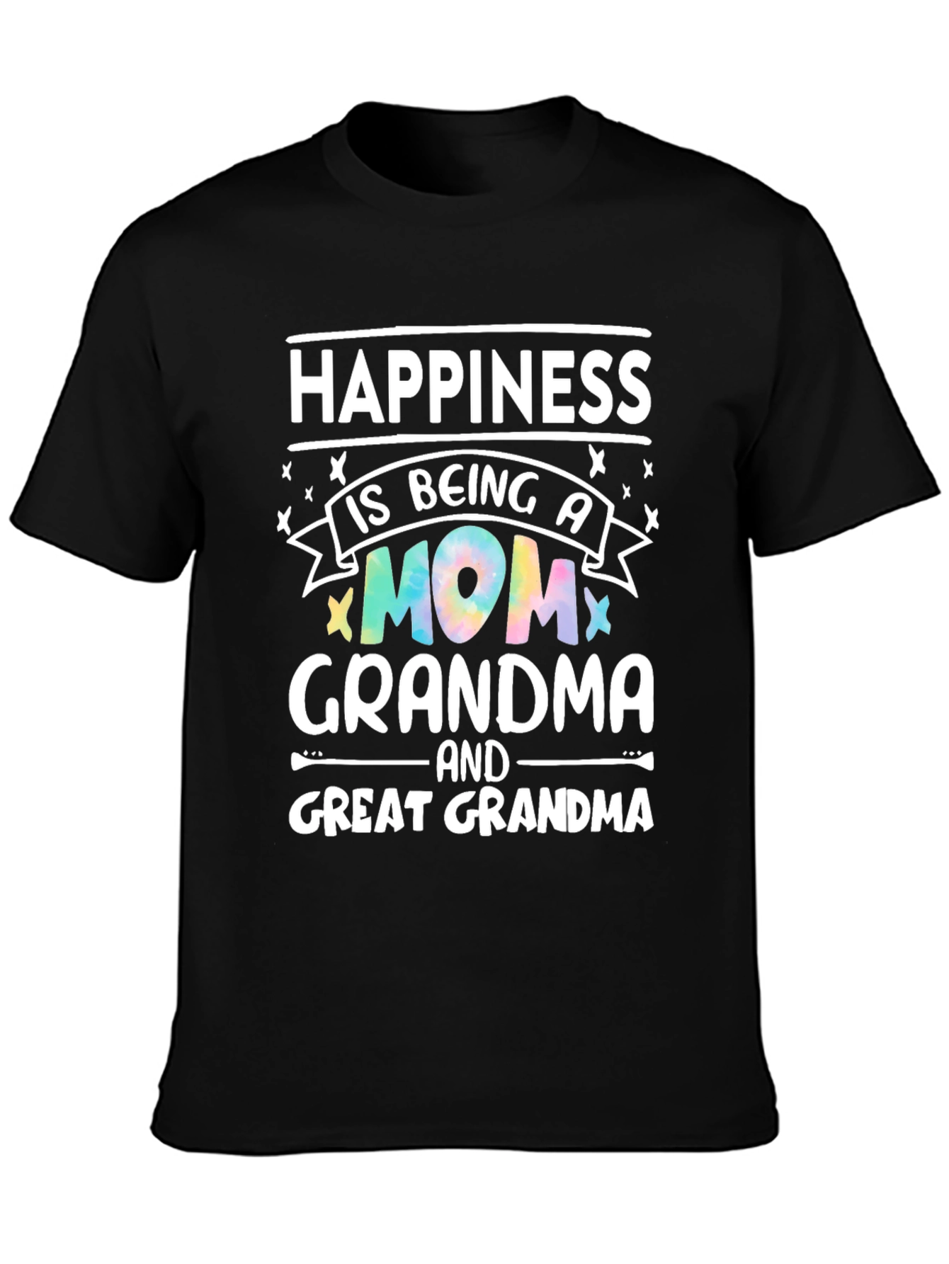 Camiseta Negra Happiness is Being a Mom Grandma