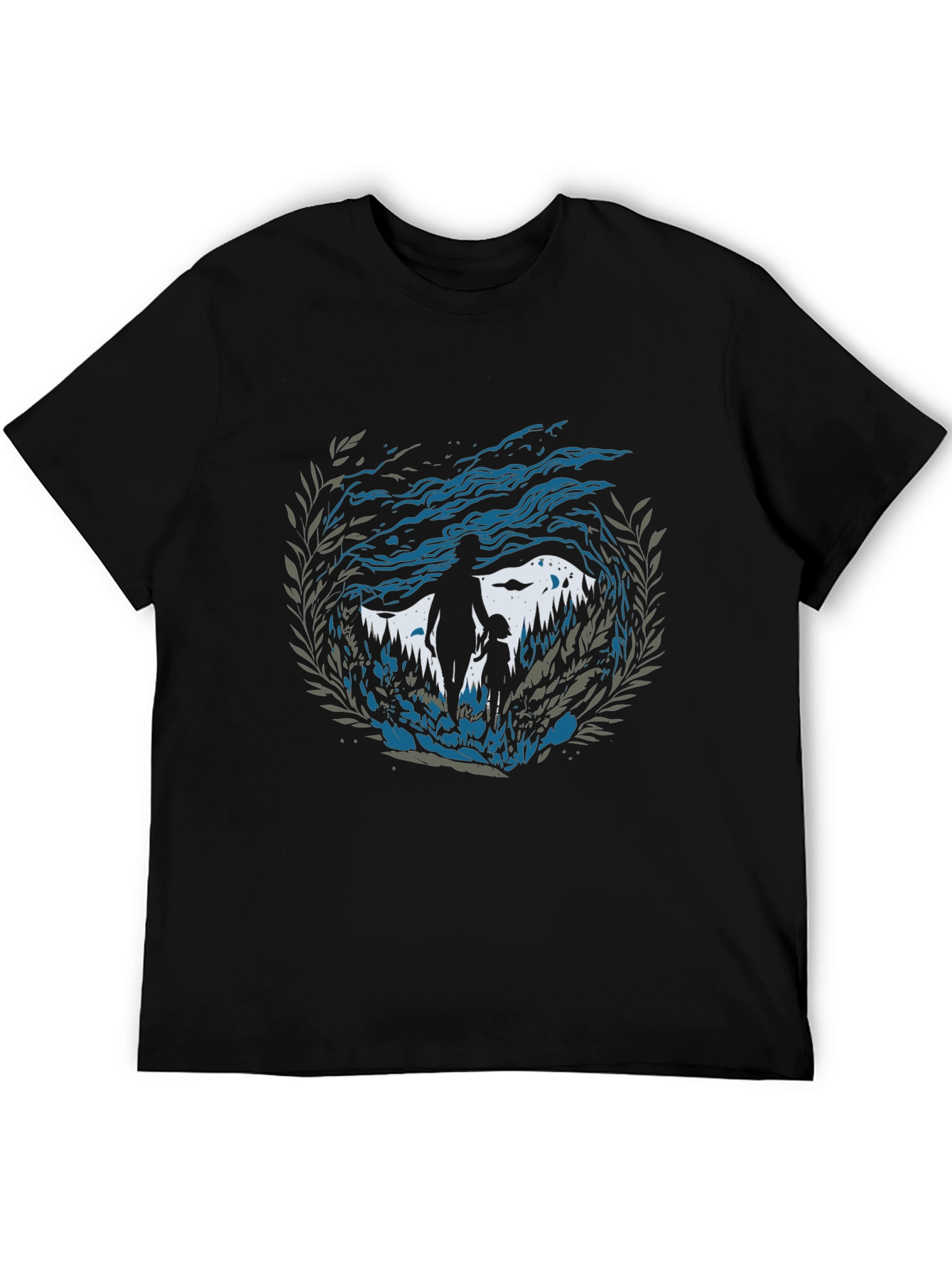 Camiseta Hombre Diseño Silueta Padre e Hijo Naturaleza