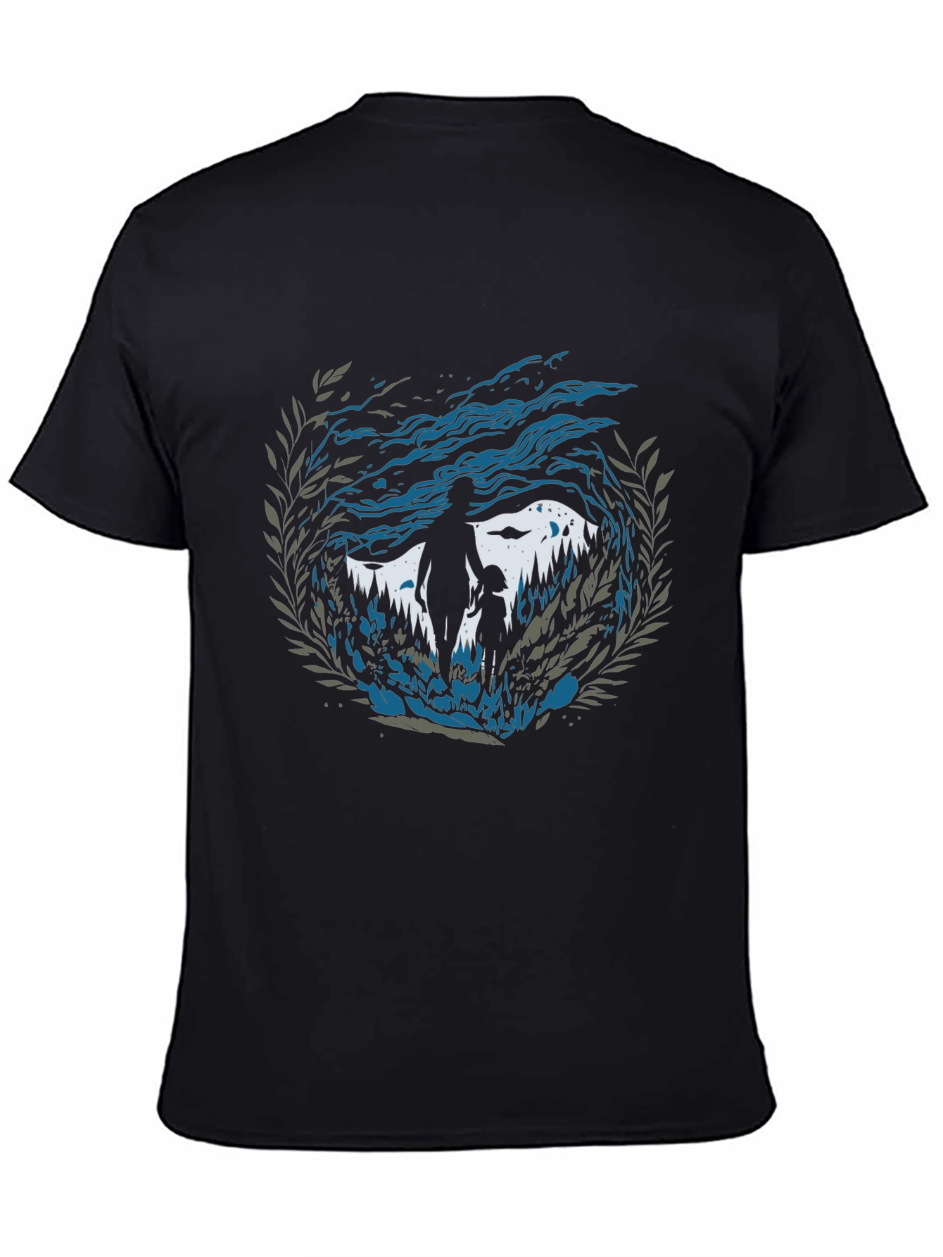 Camiseta Hombre Diseño Silueta Padre e Hijo Naturaleza