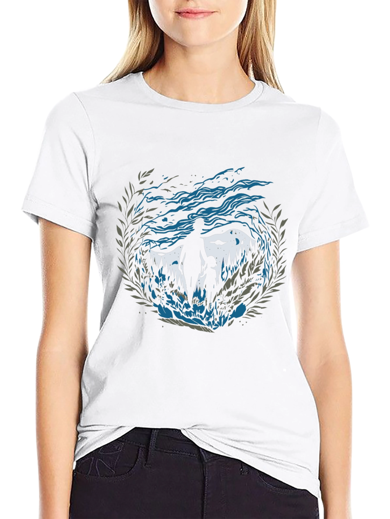 Camiseta Hombre Diseño Silueta Padre e Hijo Naturaleza