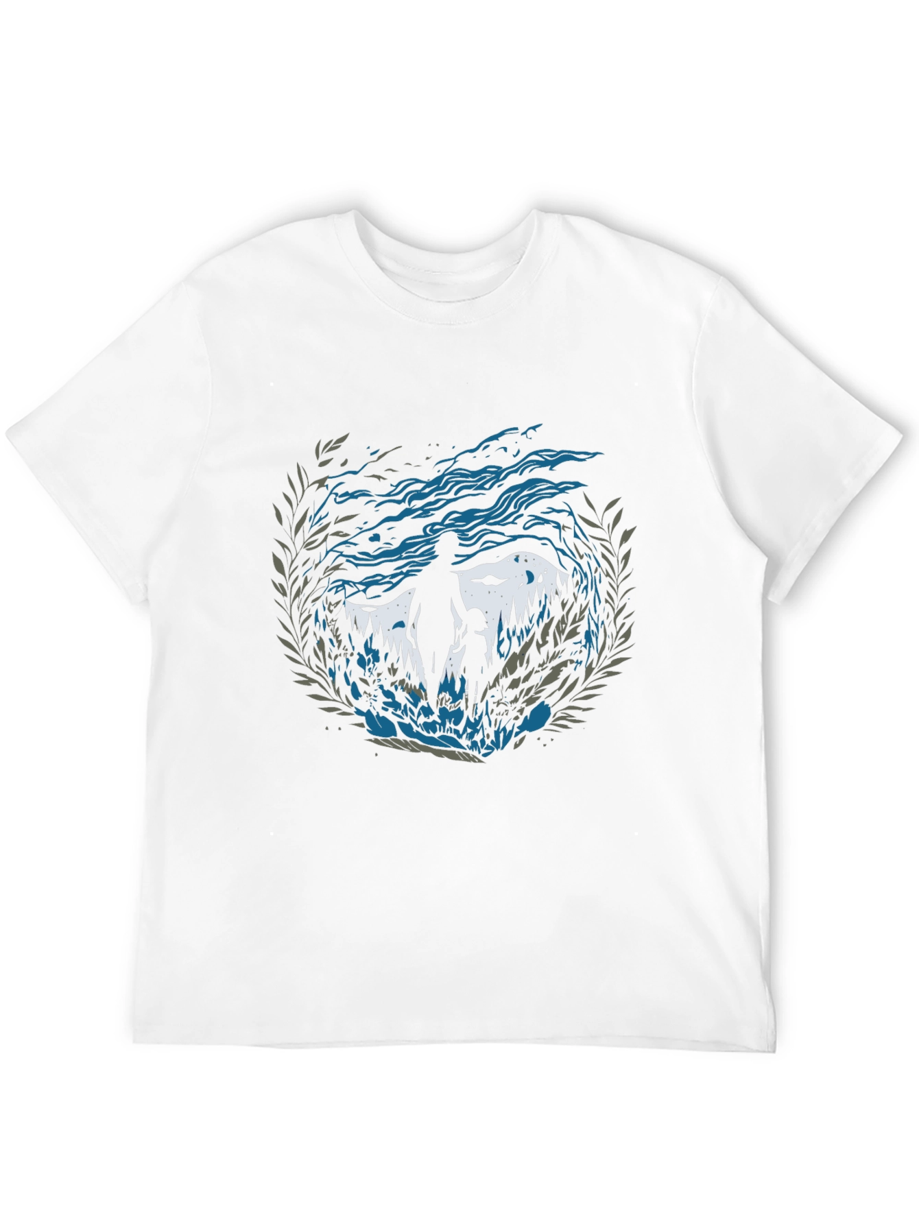 Camiseta Hombre Diseño Silueta Padre e Hijo Naturaleza