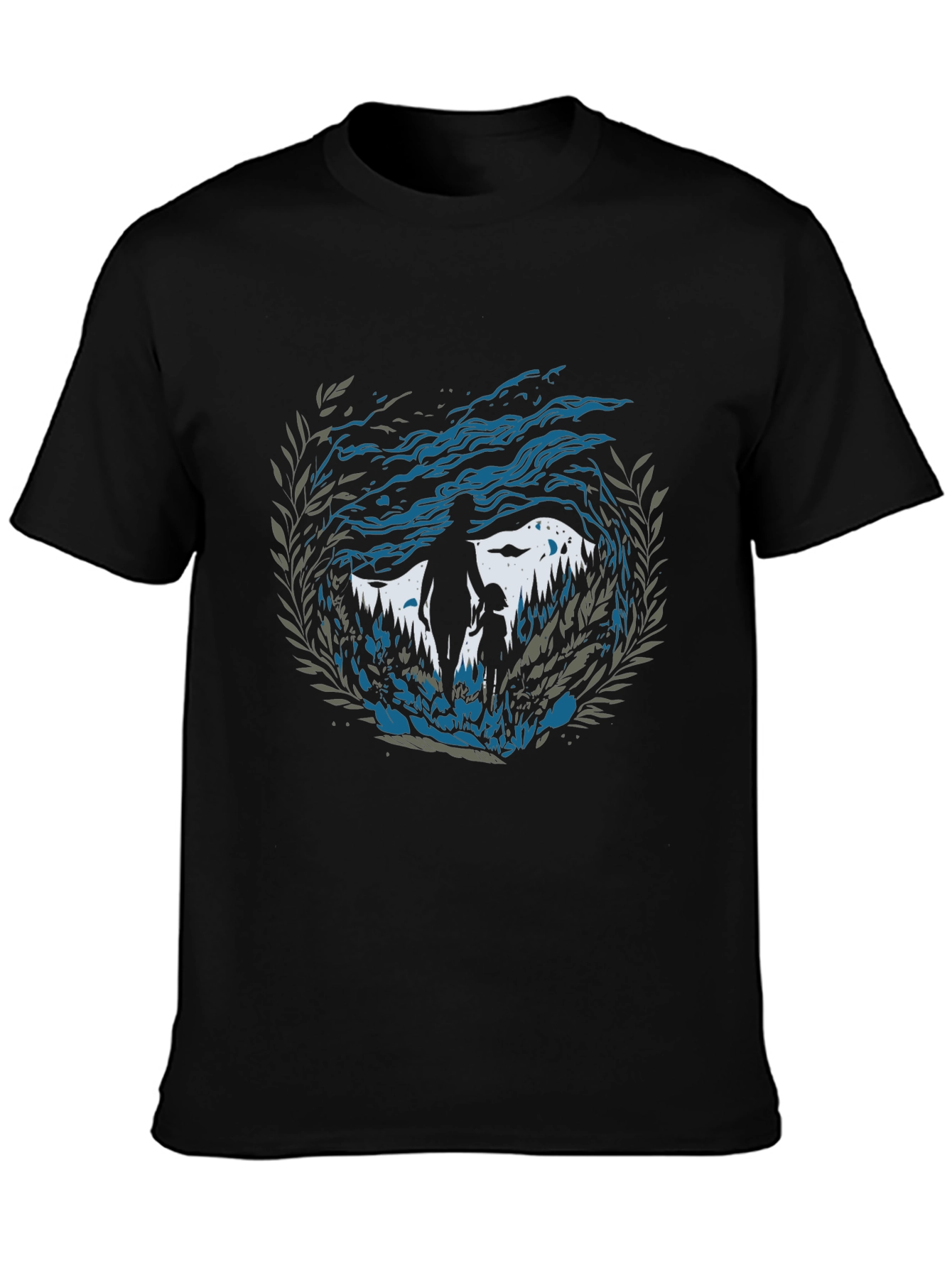Camiseta Hombre Diseño Silueta Padre e Hijo Naturaleza