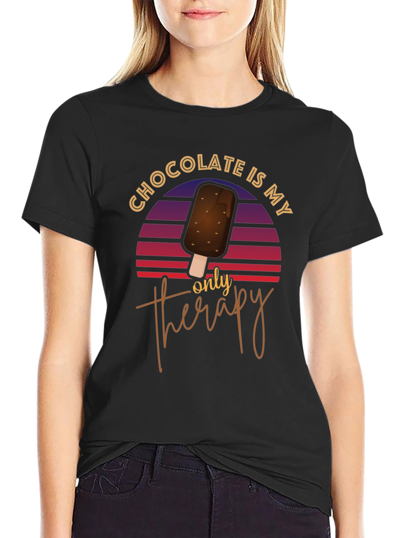 Camiseta Negra Chocolate es mi única terapia