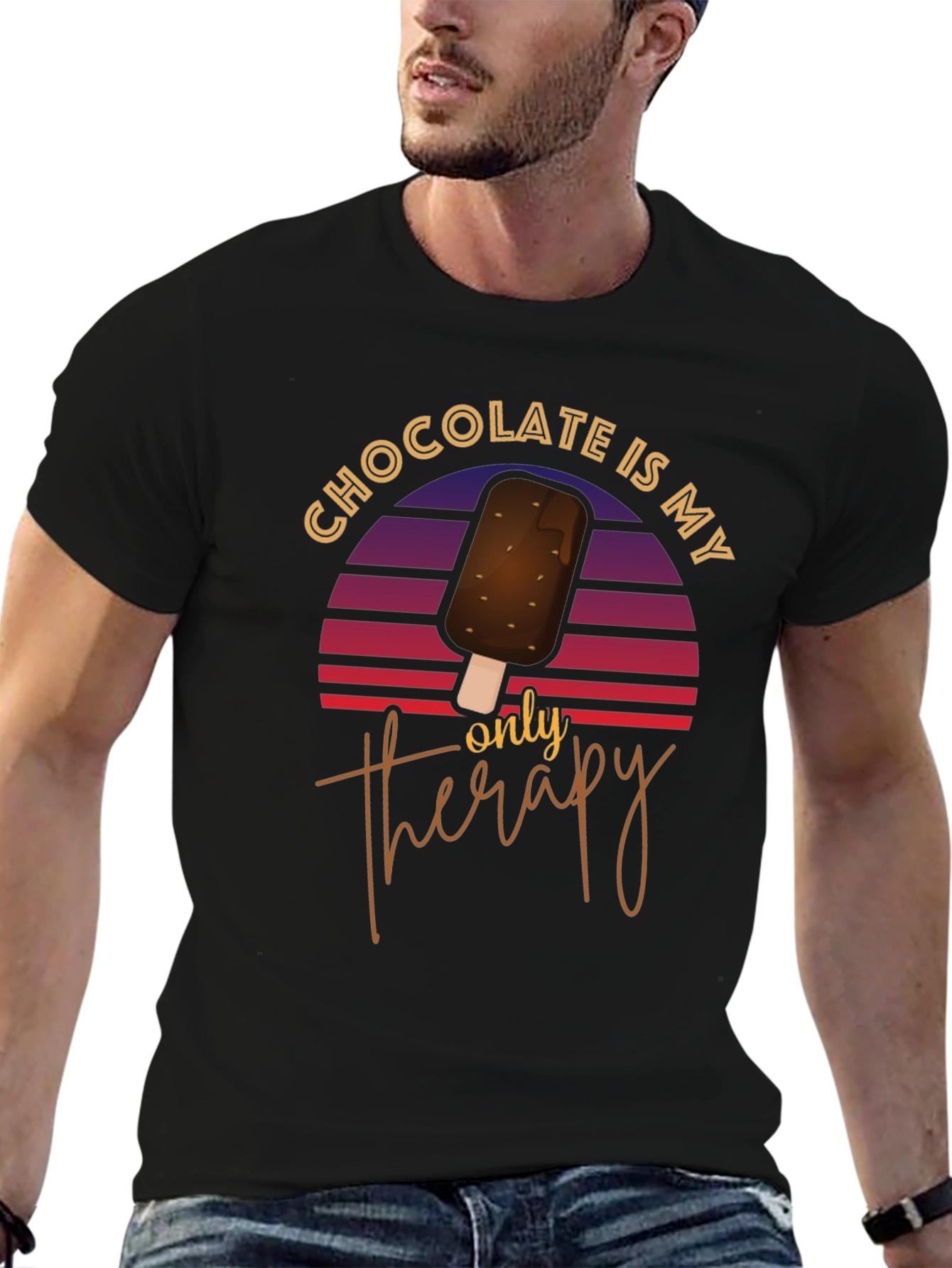 Camiseta Negra Chocolate es mi única terapia