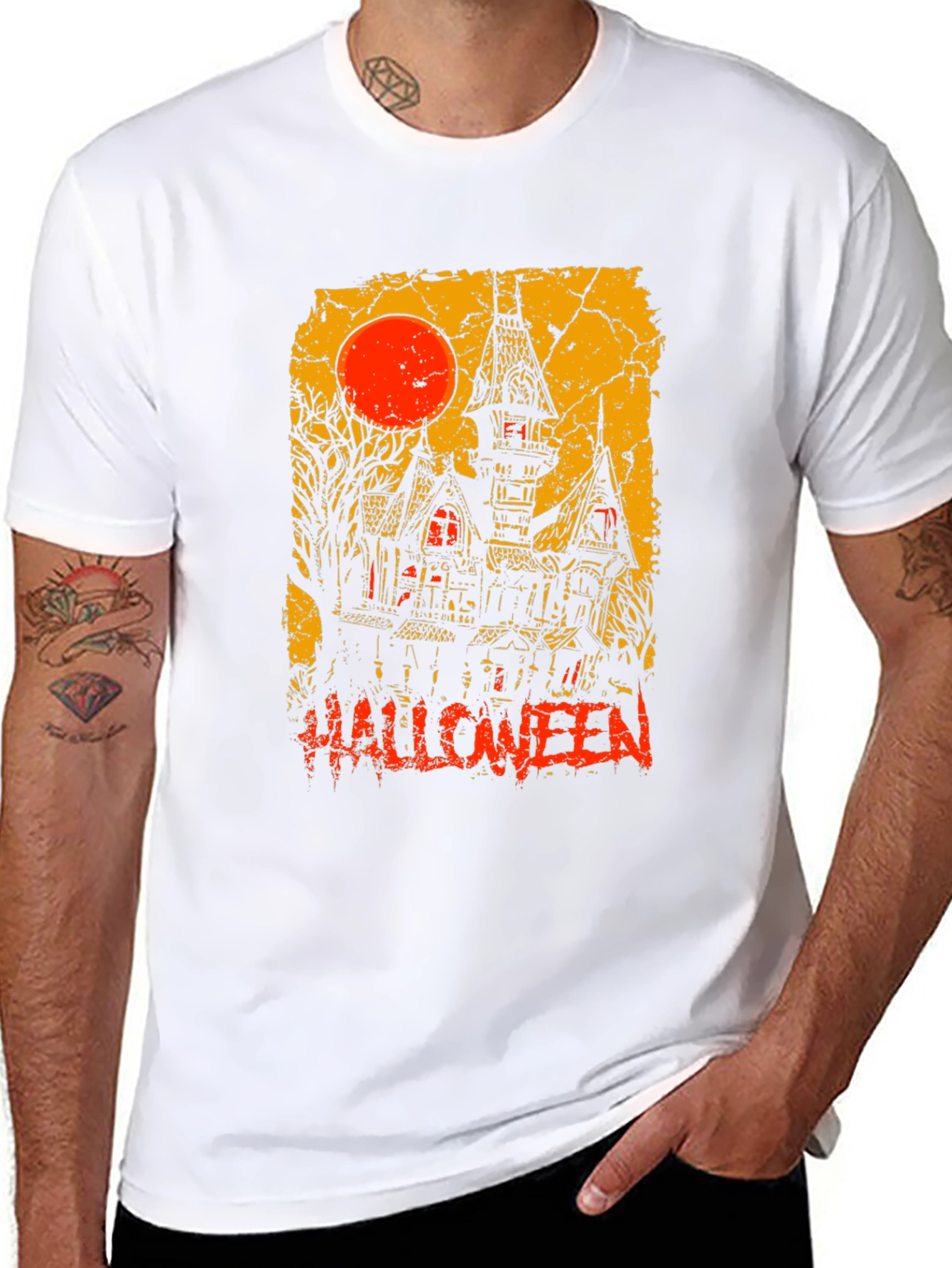 Camiseta Halloween Casa Embrujada Luna Roja