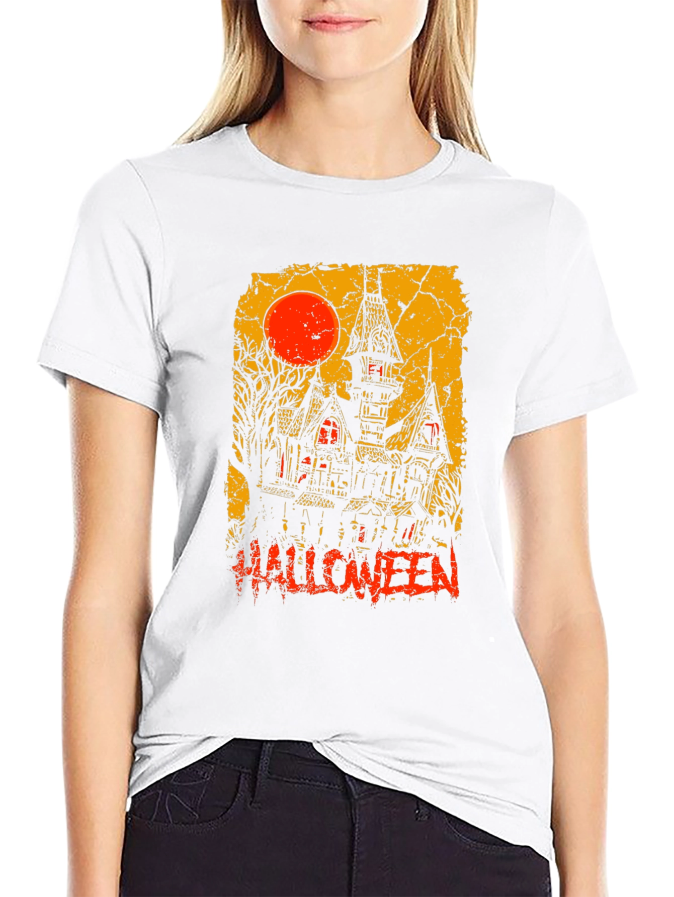 Camiseta Halloween Casa Embrujada Luna Roja
