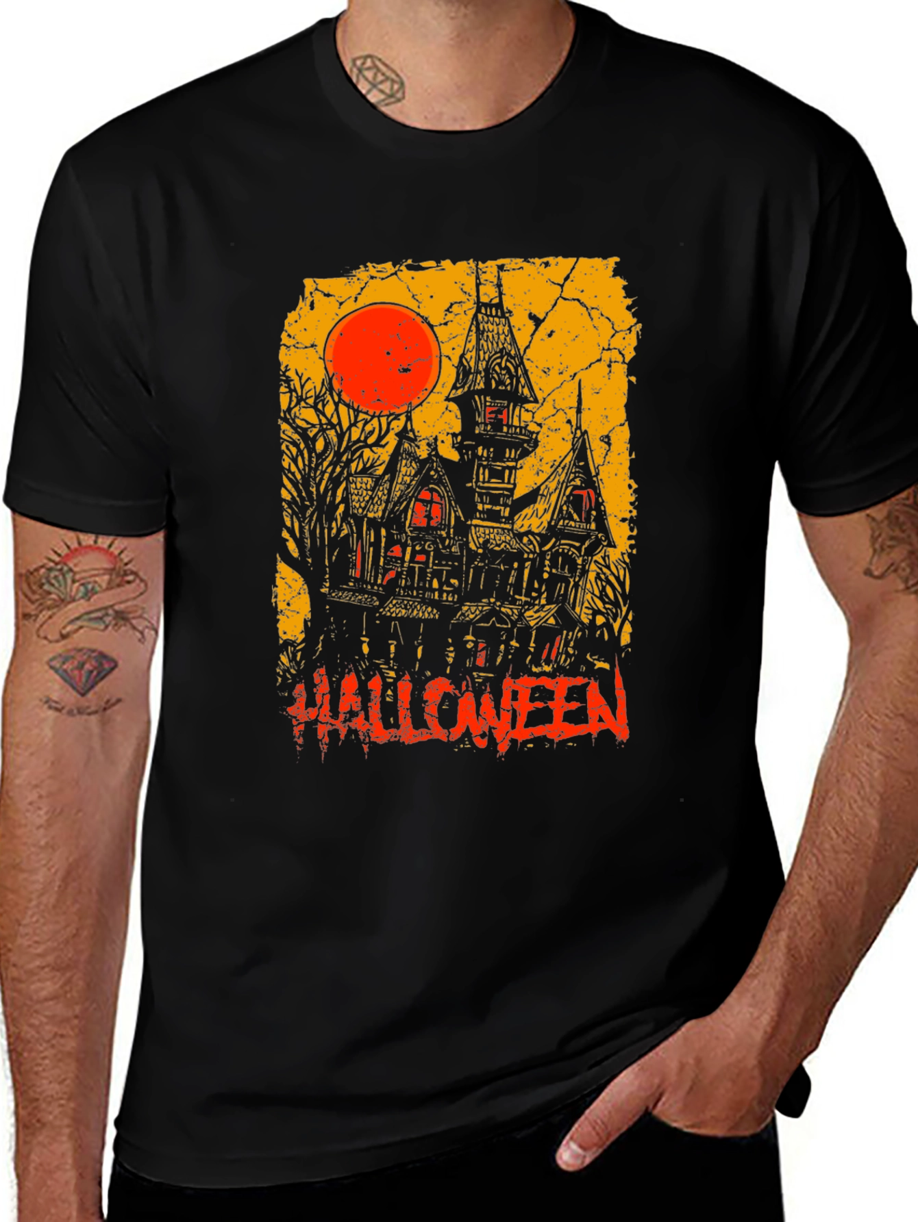 Camiseta Halloween Casa Embrujada Luna Roja