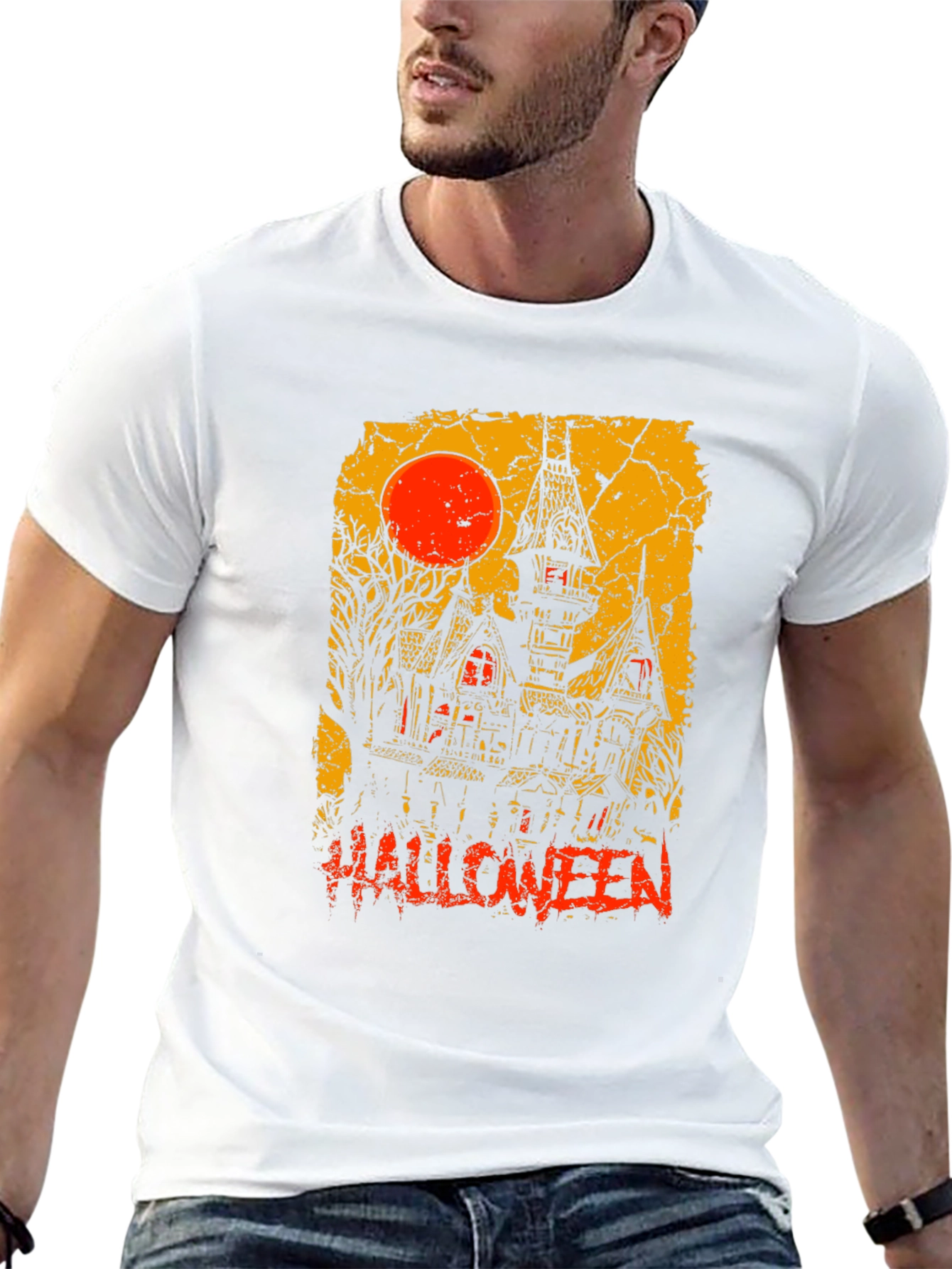 Camiseta Halloween Casa Embrujada Luna Roja