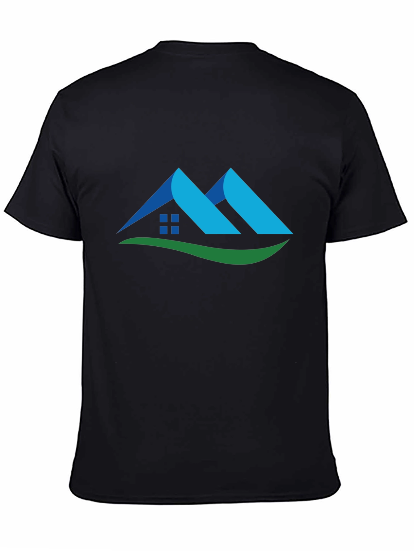 Camiseta Negra con Diseño de Casa Abstracta
