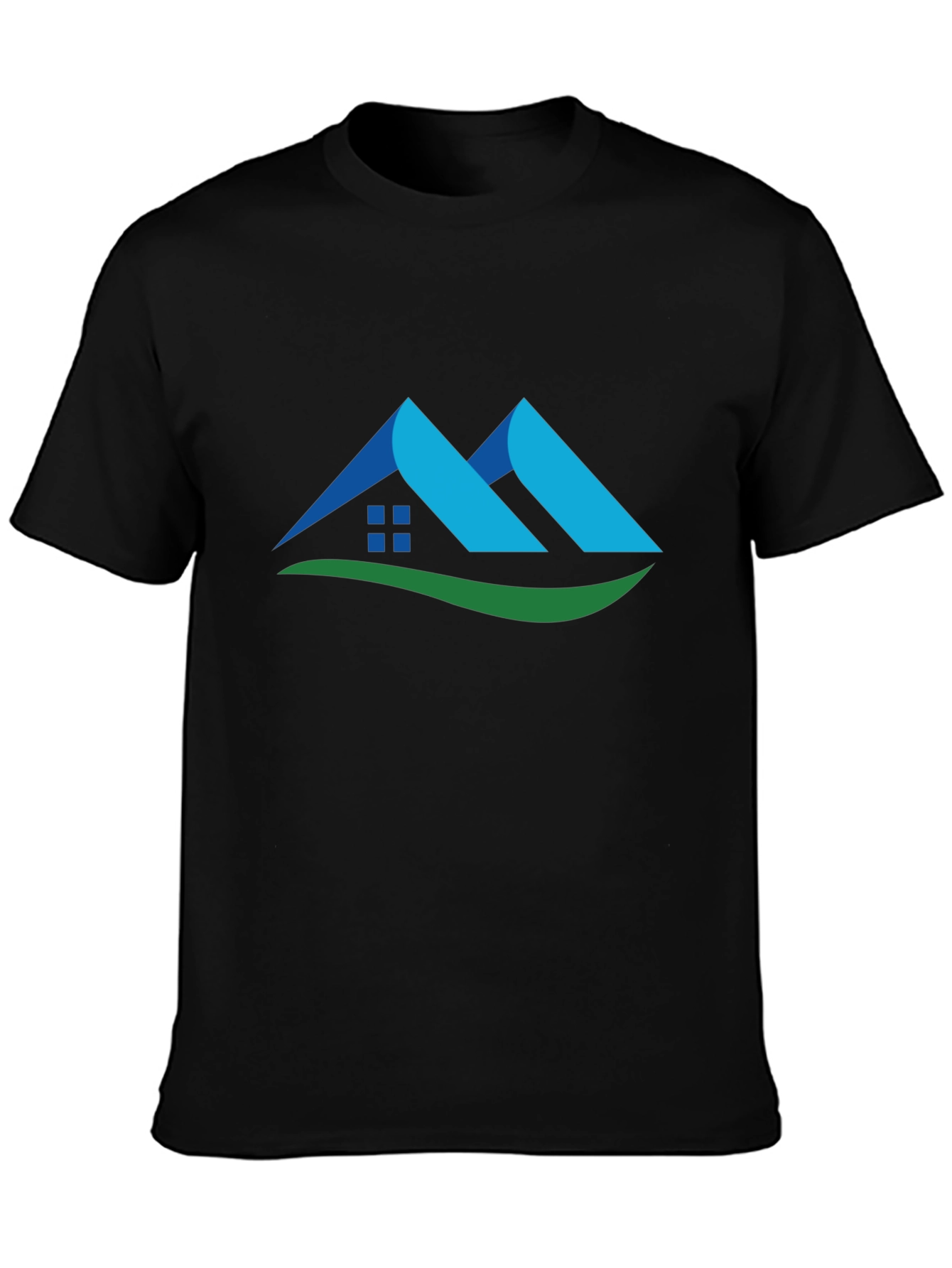 Camiseta Negra con Diseño de Casa Abstracta