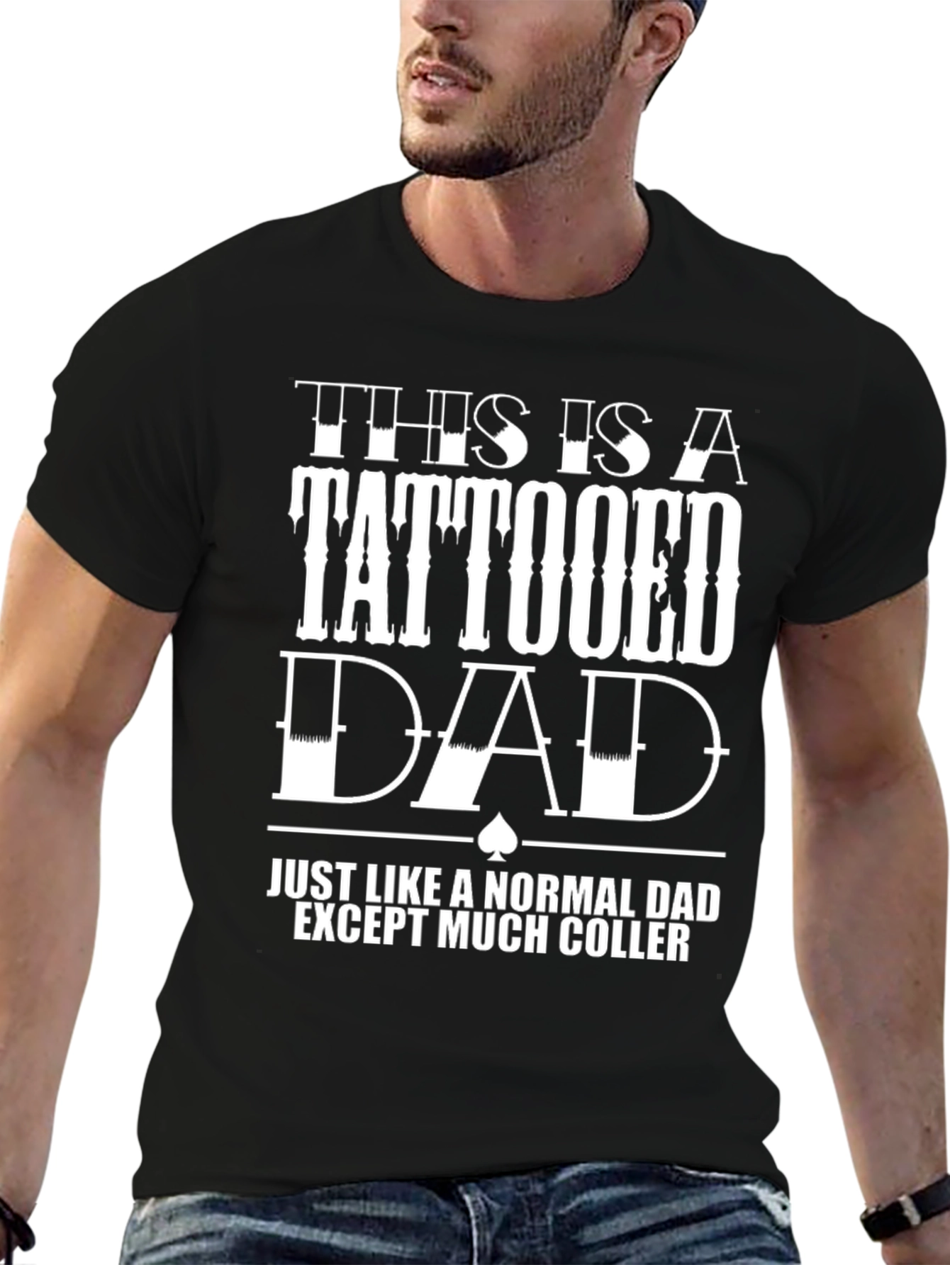 Camiseta Negra Papá Tatuado Diseño Original