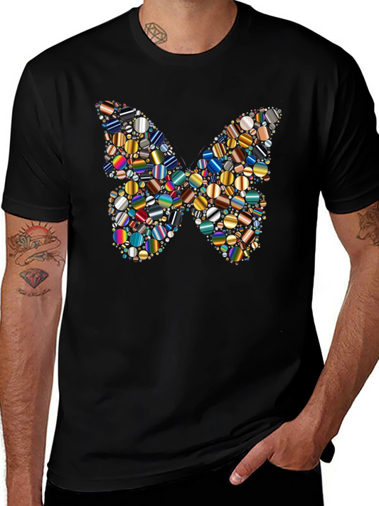 Camiseta Negra con Diseño de Mariposa Colorida