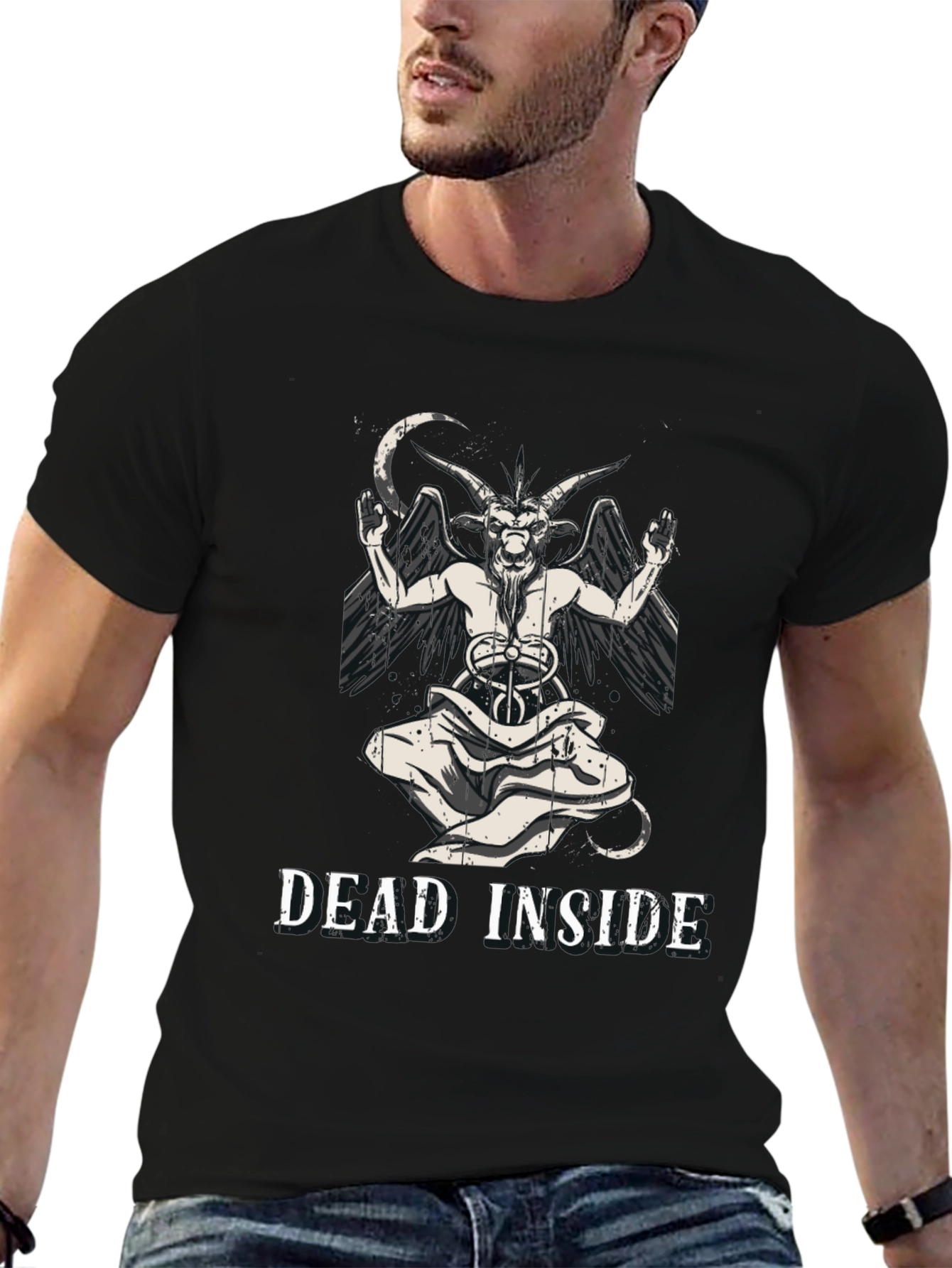 Camiseta Negra Dead Inside Baphomet