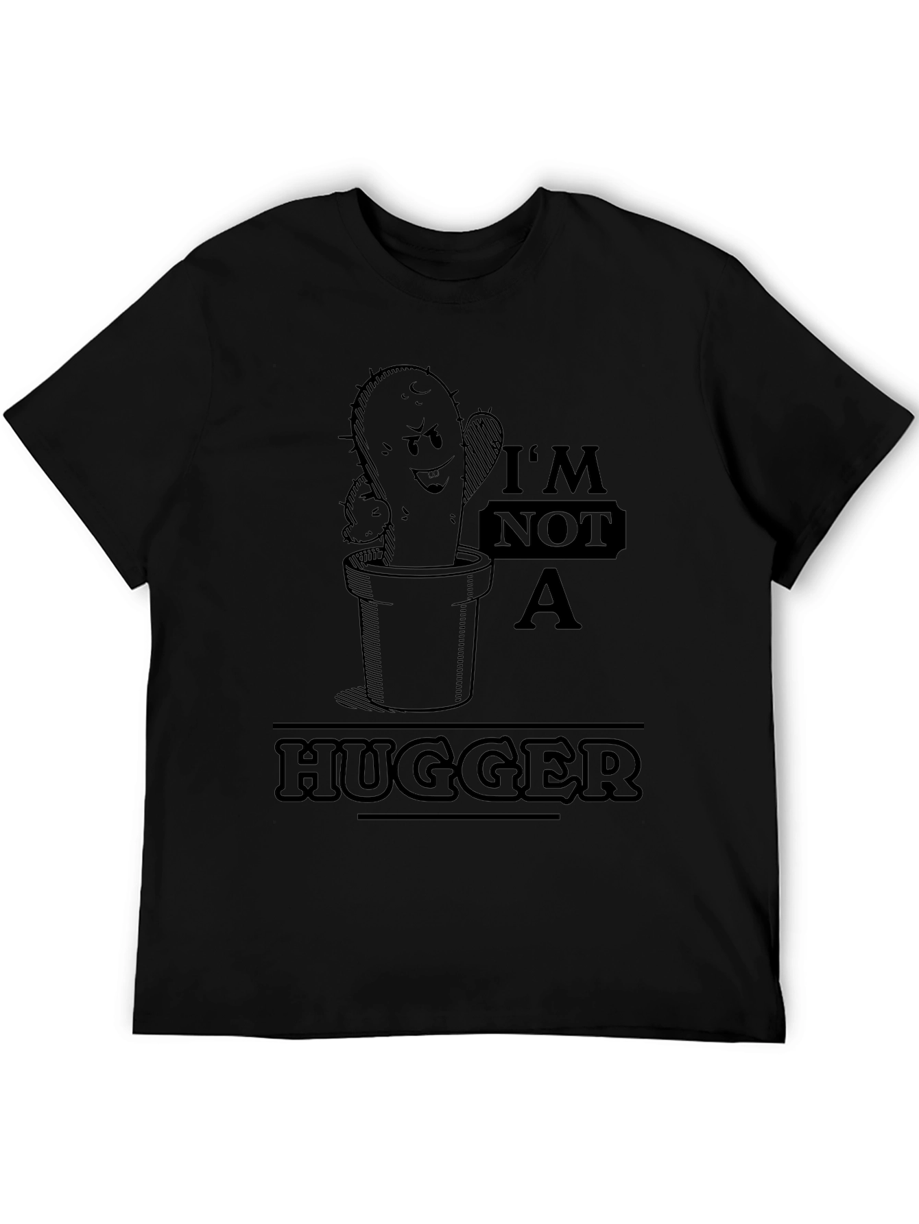 Camiseta Negra Cactus No Soy Abrazador