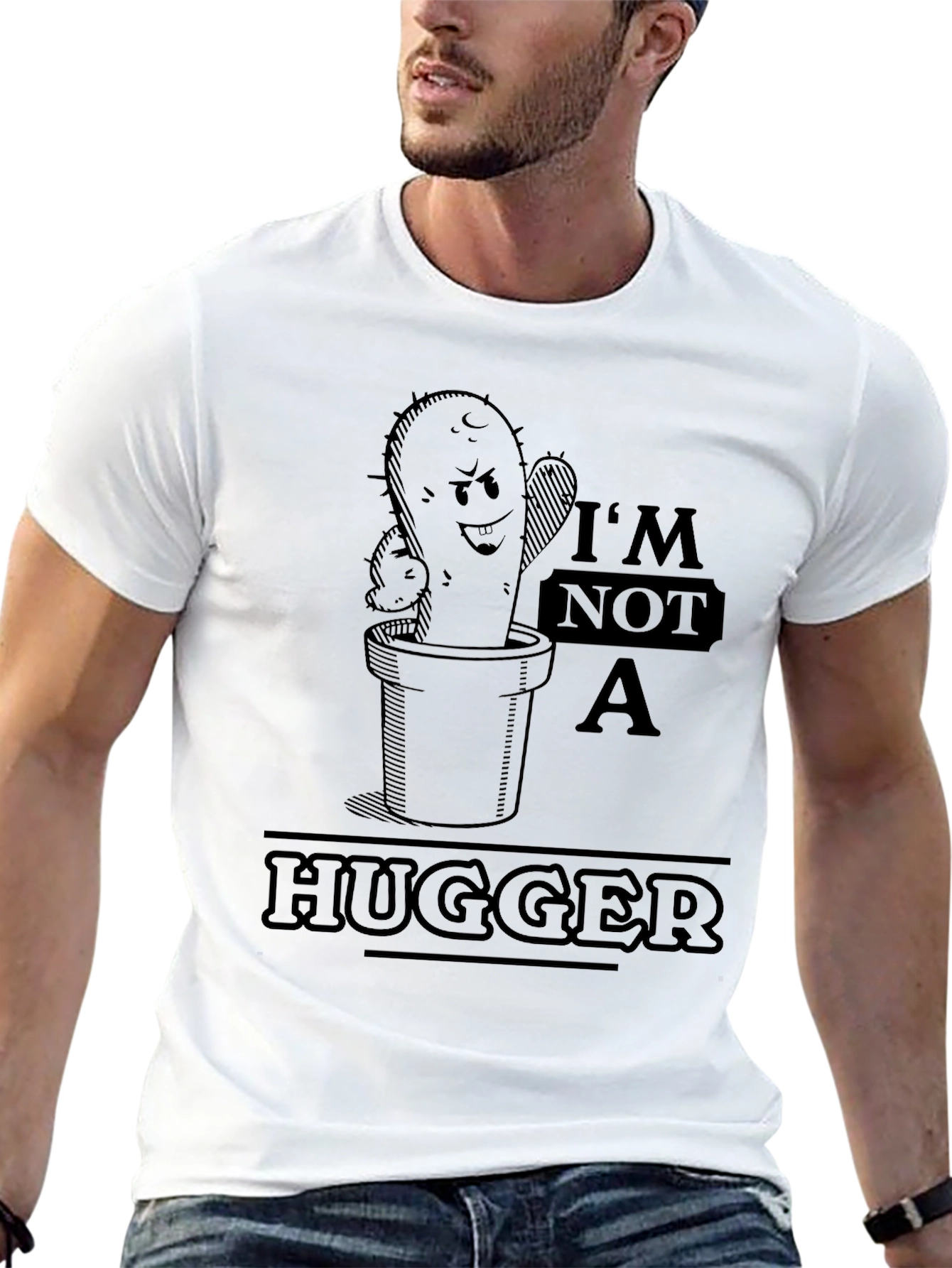 Camiseta Negra Cactus No Soy Abrazador