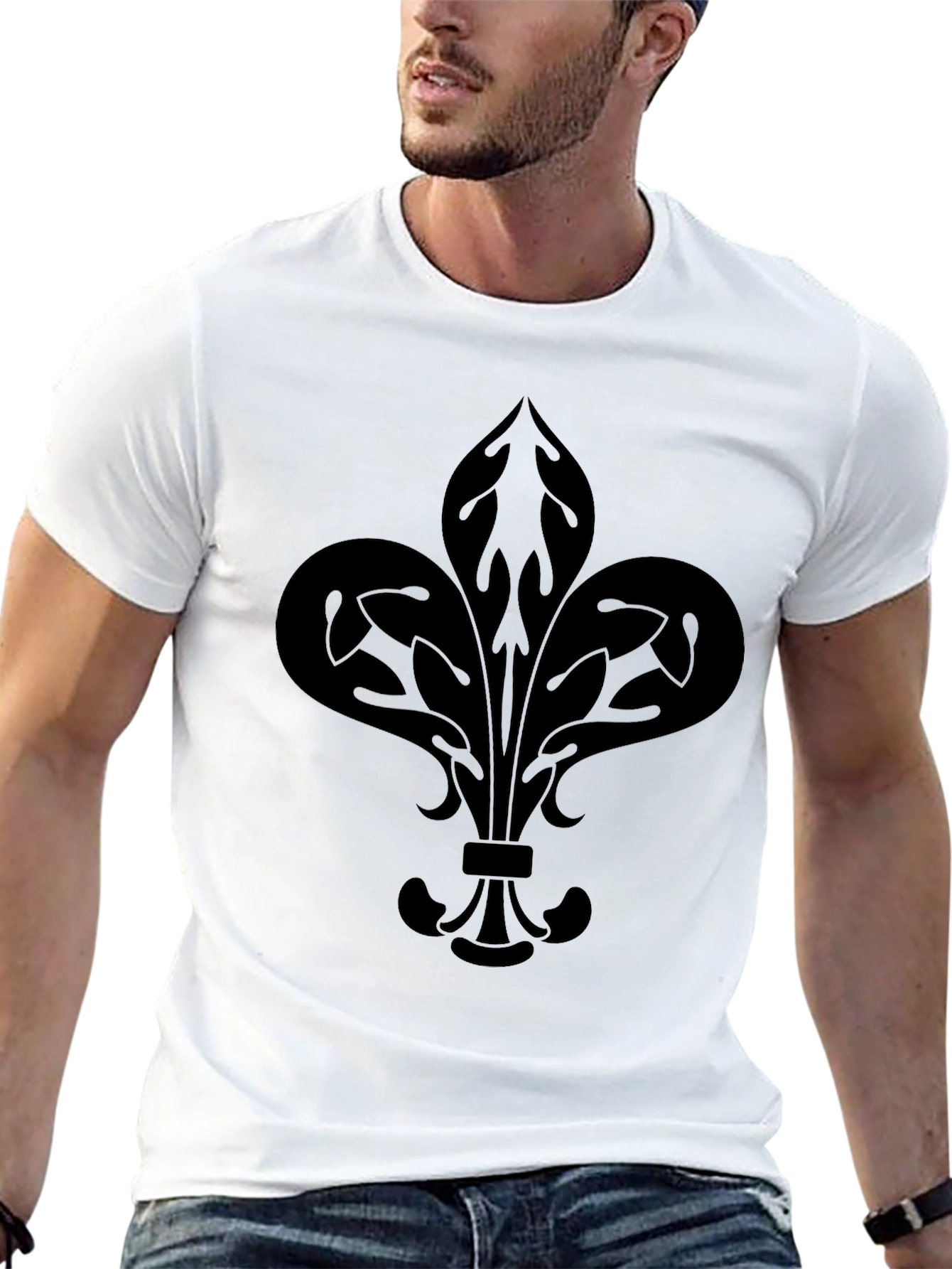 Camiseta Negra Hombre con Diseño Floral
