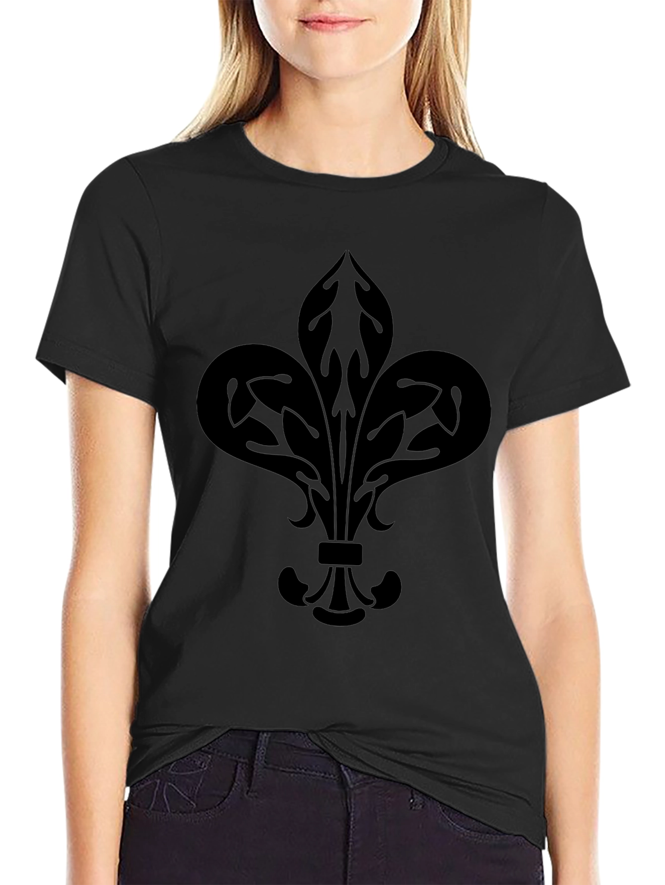 Camiseta Negra Hombre con Diseño Floral