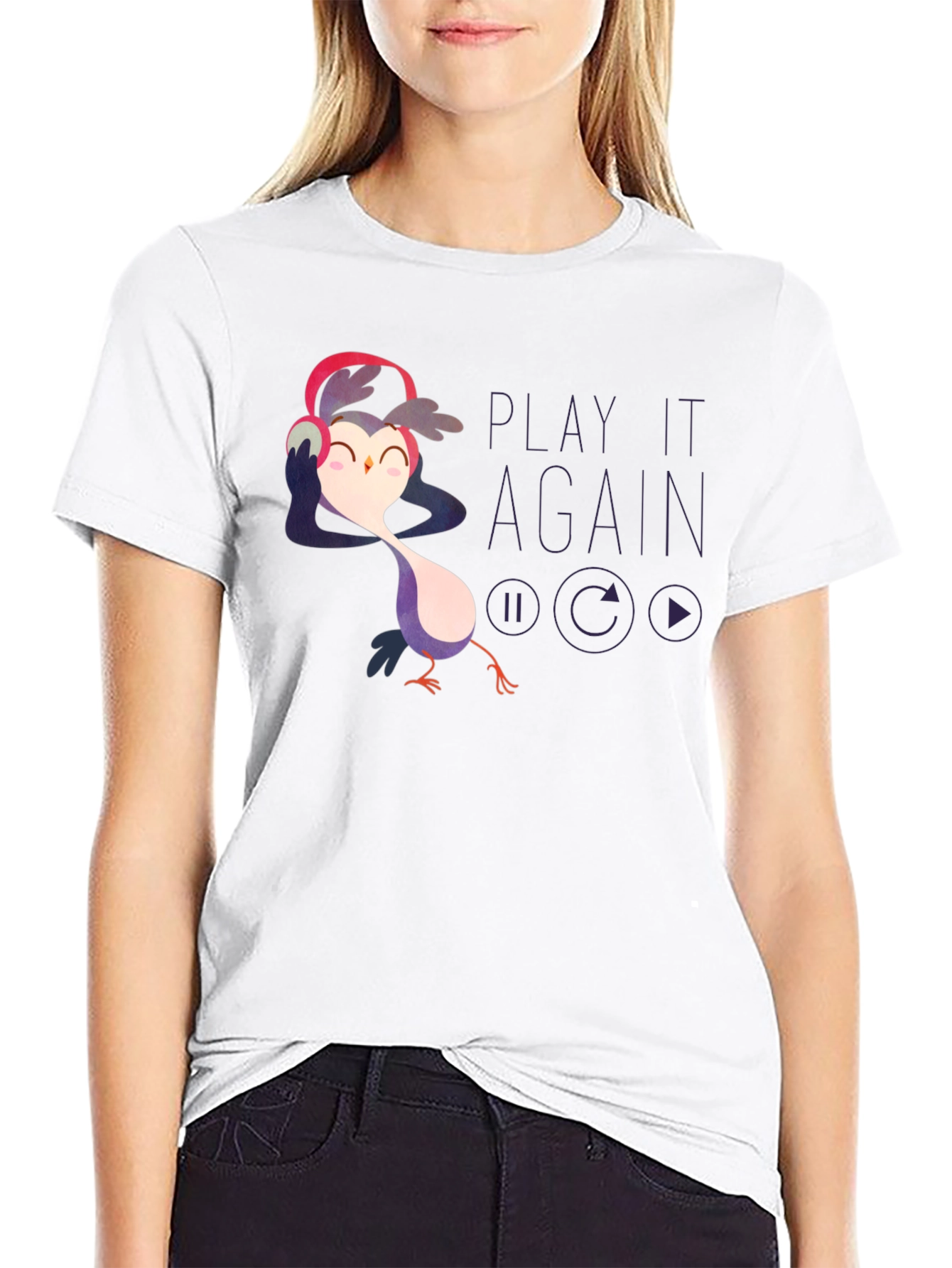 Camiseta Negra con Búho Musical