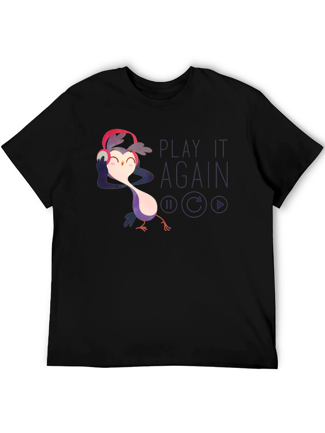 Camiseta Negra con Búho Musical