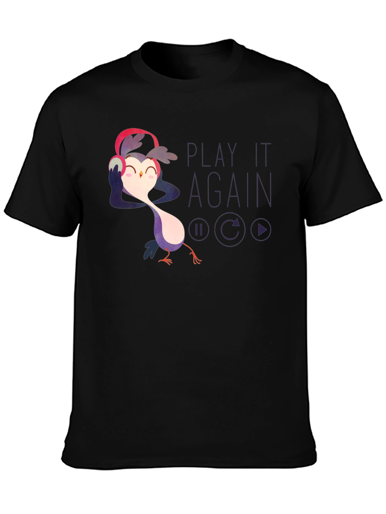Camiseta Negra con Búho Musical