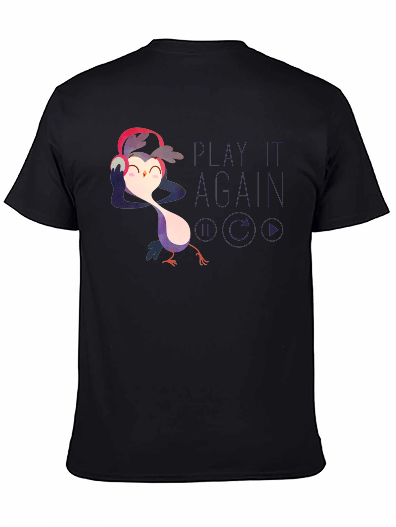 Camiseta Negra con Búho Musical