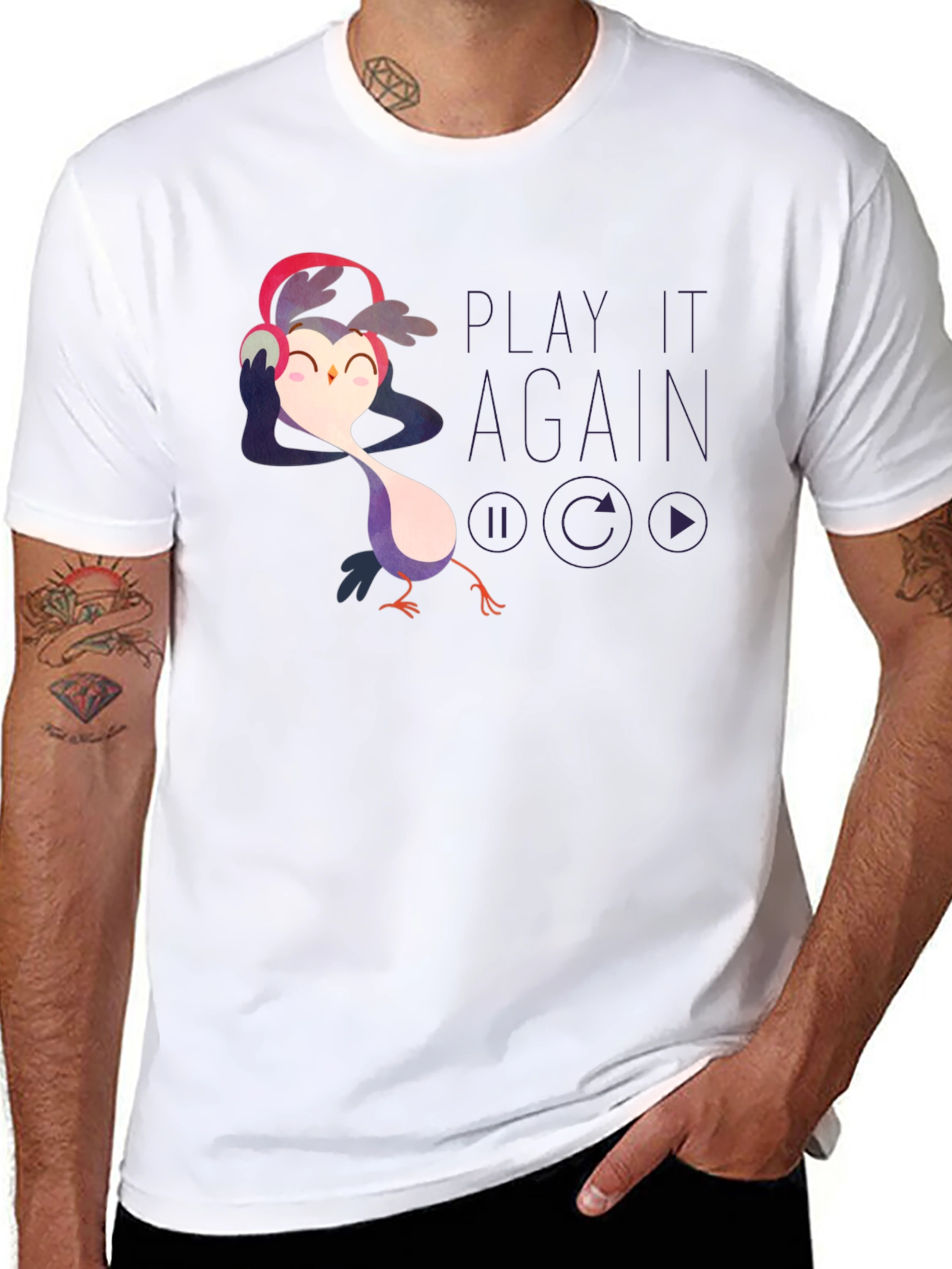Camiseta Negra con Búho Musical