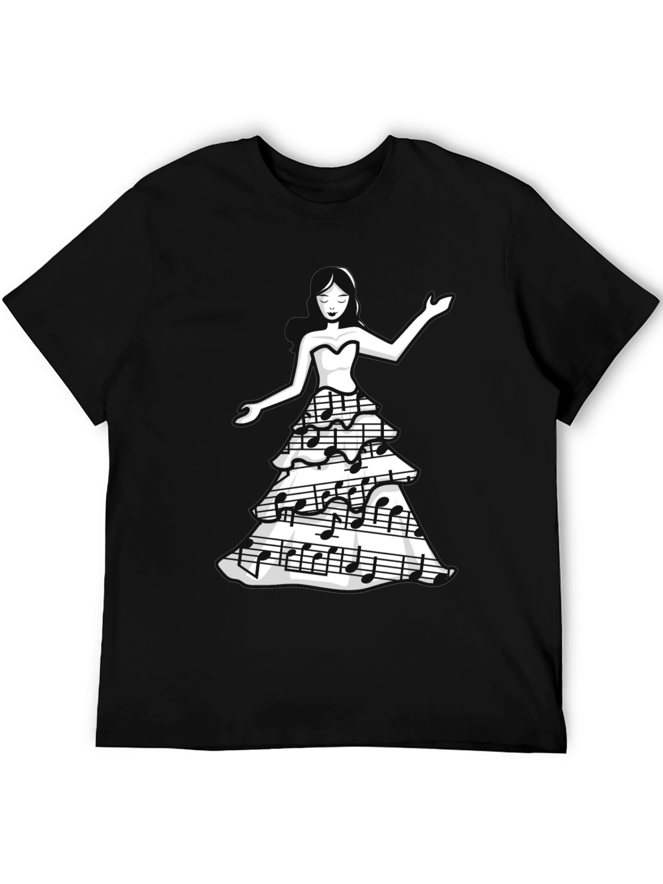 Camiseta Negra con Diseño de Música para Mujer