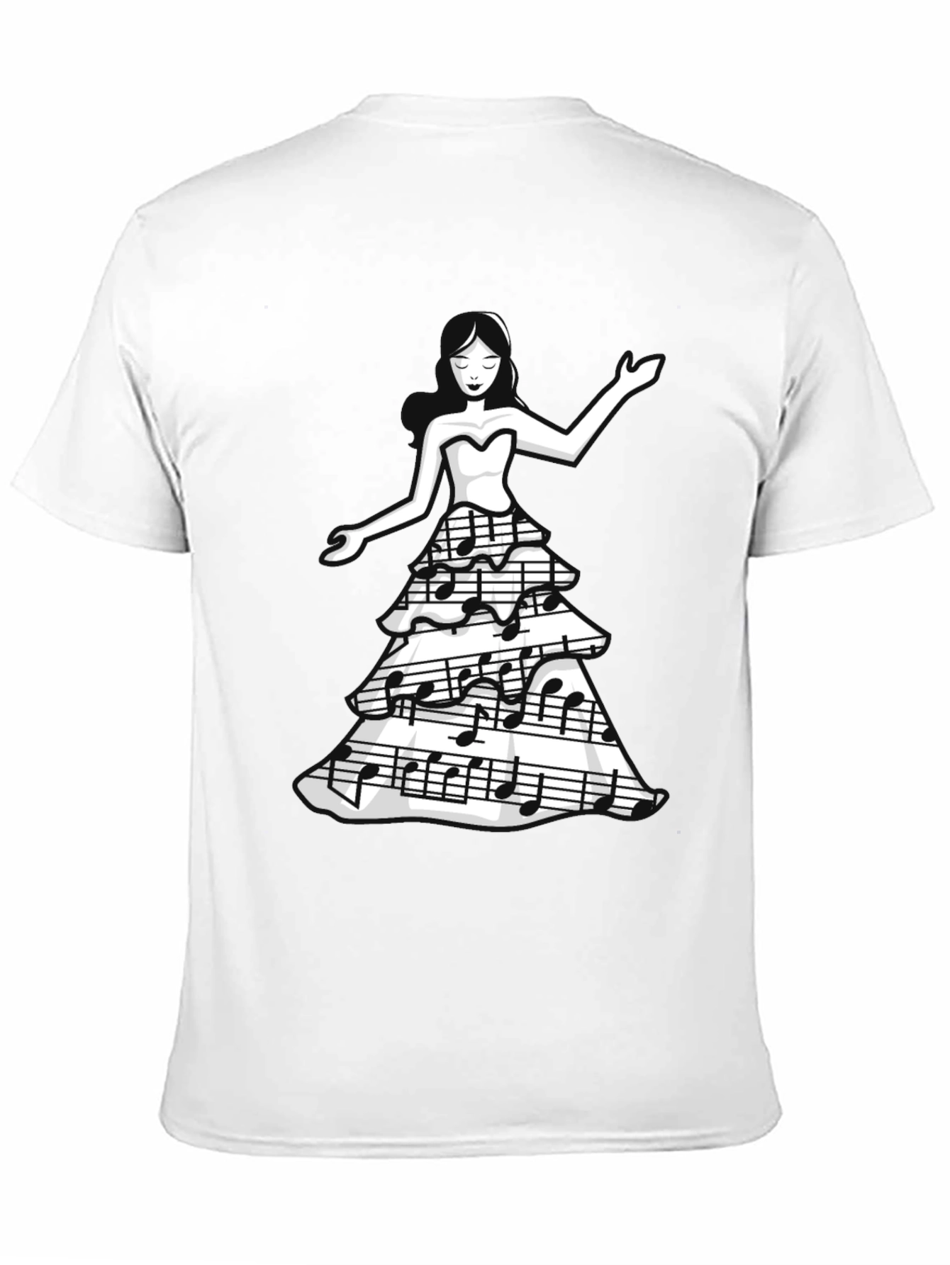 Camiseta Negra con Diseño de Música para Mujer